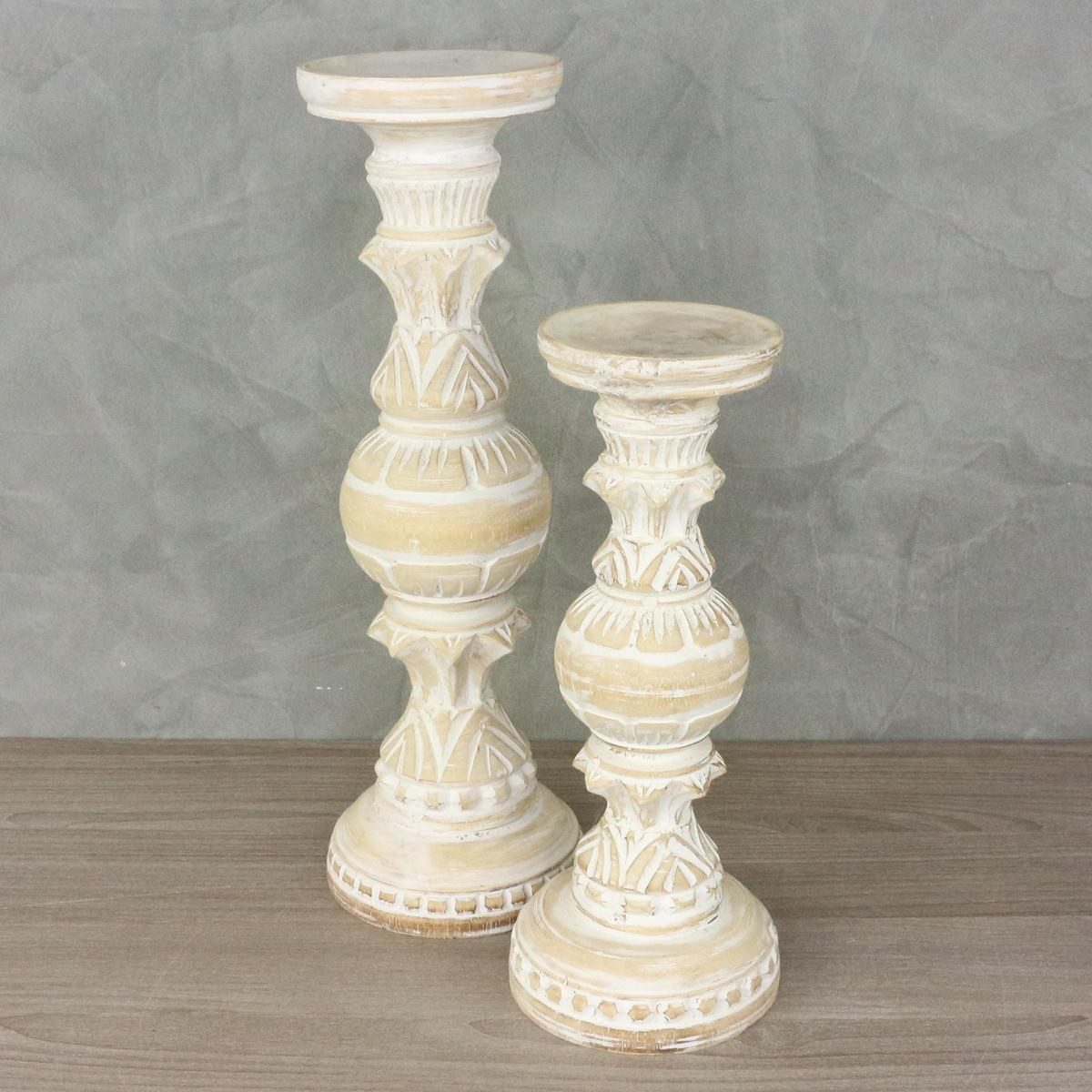 Oriental Galerie Dekofigur 2er Kerzenständer Set aus Indonesien Holz Mittel und Klein Model 1 (1 St)
