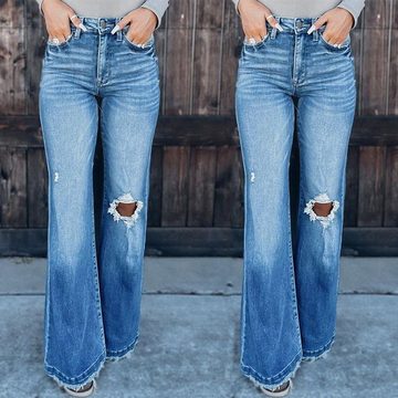 AFAZ New Trading UG Stretch-Jeans Damenjeans Skinny Vintage Jeans gewaschene Schlaghose Destroyed Jeans
