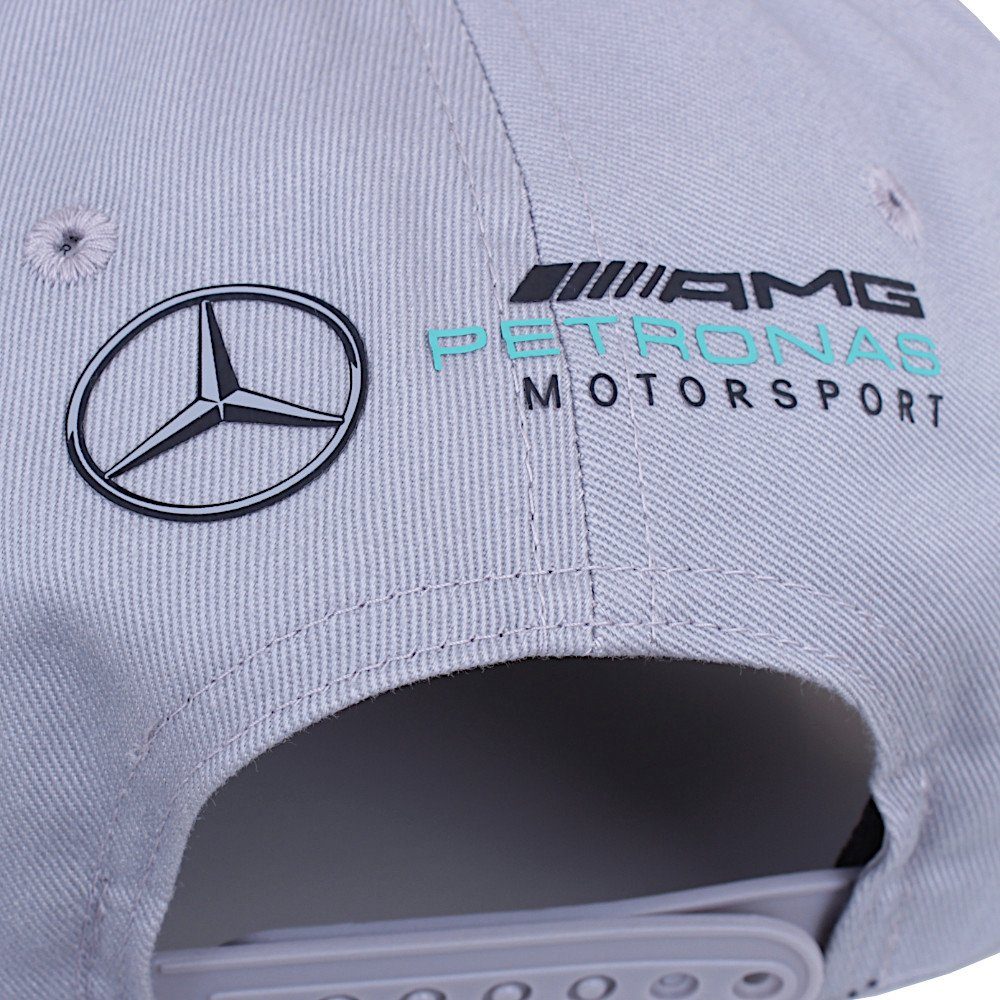 Mercedes Benz Snapback Cap AMG Petronas Motorsport Logo Kappe Formel 1 Mütze Kontrasteinsatz am Schirm, geprägtes Logo auf der Front