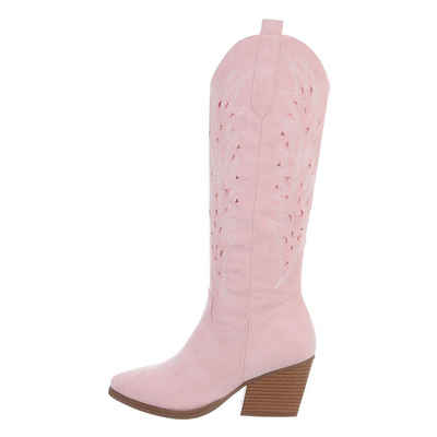 Ital-Design Damen Cowboyboots Western Westernstiefel Blockabsatz Western- & Bikerstiefel in Rosa