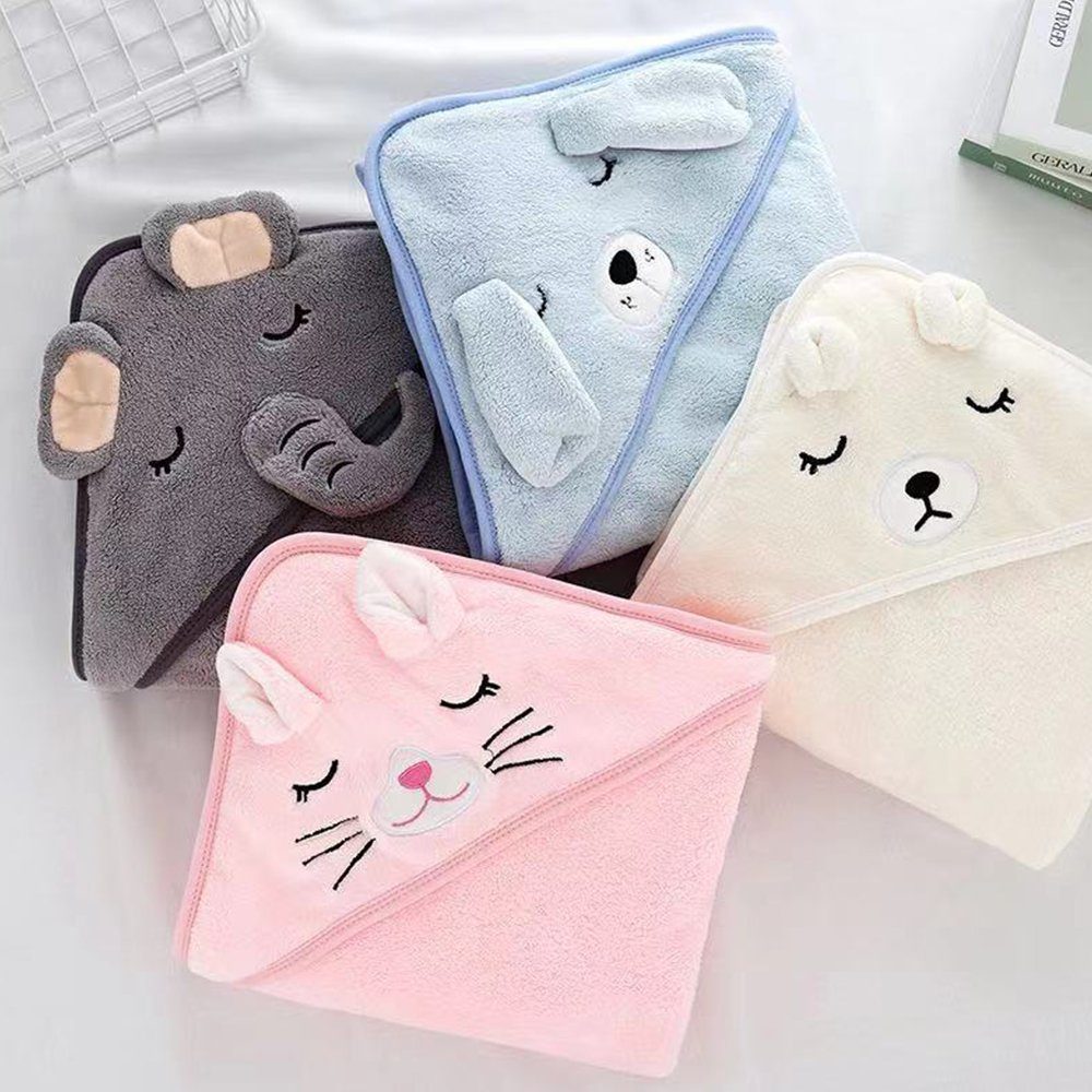 NUODWELL Kapuzenhandtuch Baby Kapuzenhandtuch mit Waschlappen,mit süßen Ohren,für Neugeborene, (set), Schönes Aussehen, weiche Faser, leicht zu reinigen und zu pflegen