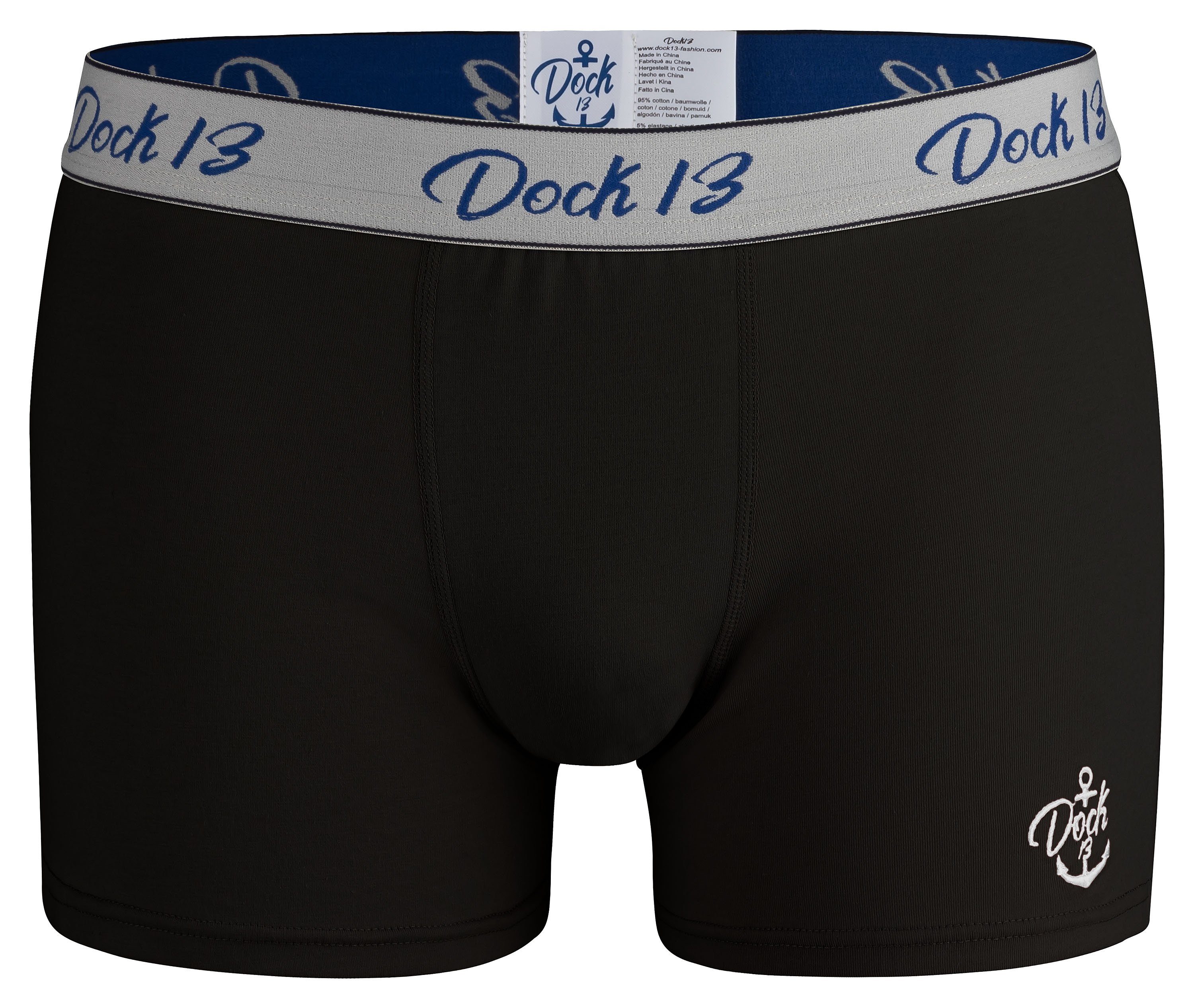 Dock13 Retro Boxer Dock13 Männer Unterhosen (3er Pack Boxershorts (3er-Set, 3-St., 3er-Pack) gewebter Bund, Logo als Stickerei