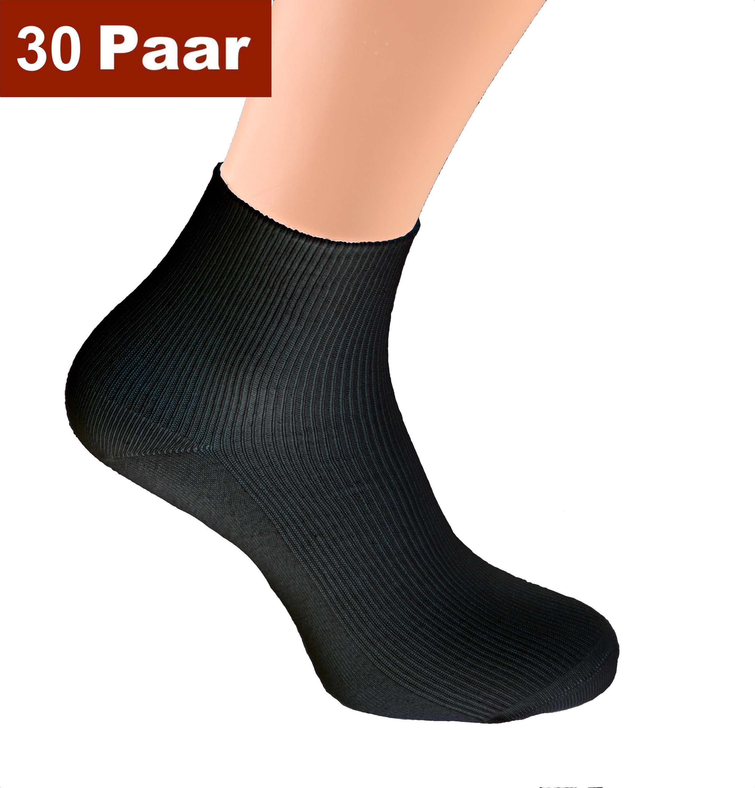 Cocain underwear Kurzsocken Damen Herren KURZSOCKEN schwarz - ohne Gummi 100% Baumwolle (30-Paar)