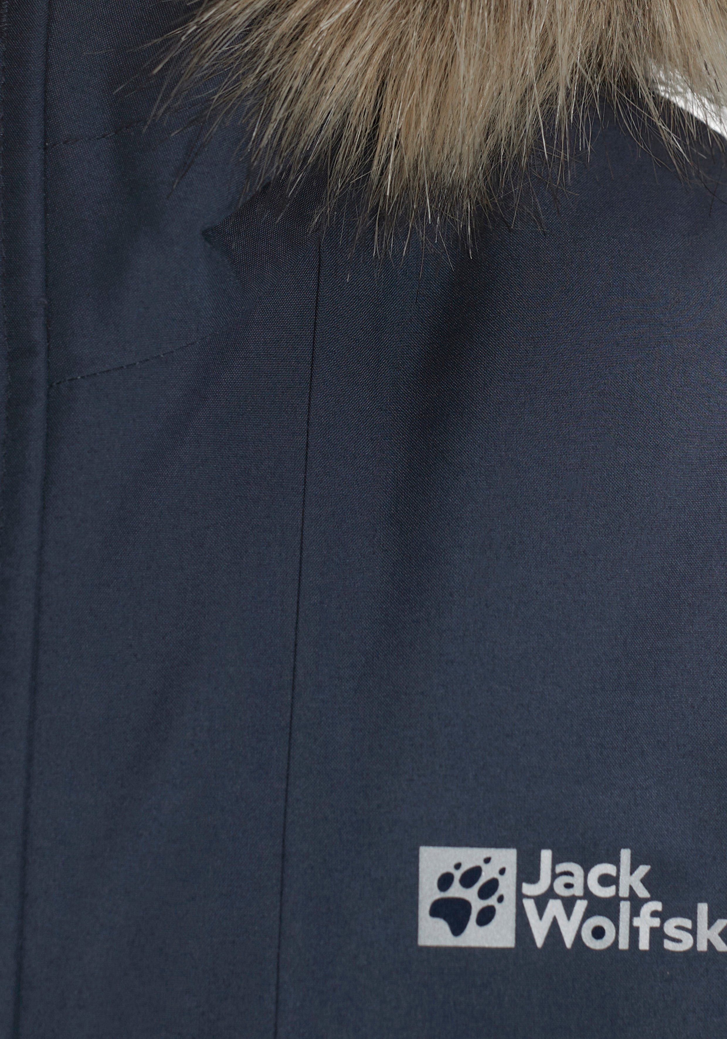 im klassischen BEAR COSY JACKET night Kinderparka K Wolfskin blue isolierender langer, Outdoorjacke Design Jack