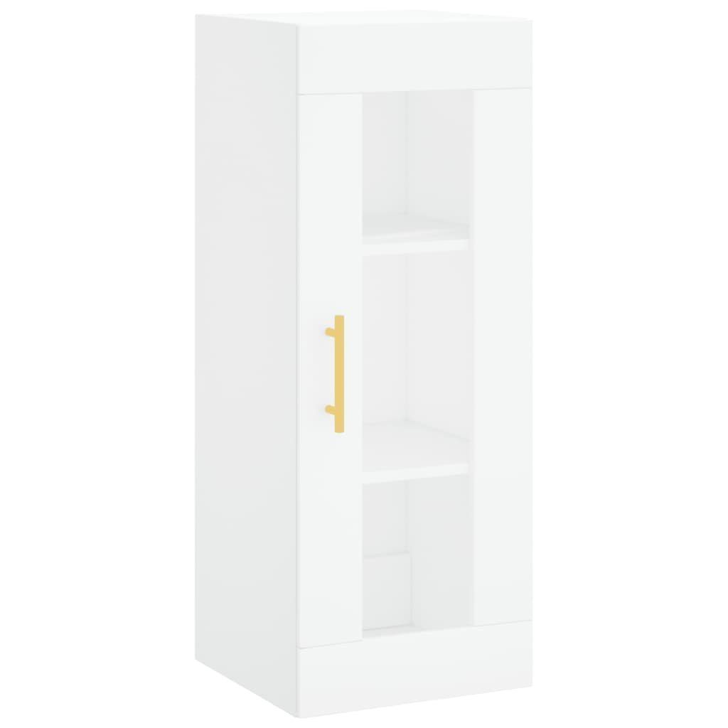 furnicato Wandhängeschrank Weißer Wandschrank aus Holzwerkstoff 34,5 x 34 x 90 cm, 1-tlg., Hängeschrank mit Glas-Element, integriertem Griff und viel Stauraum