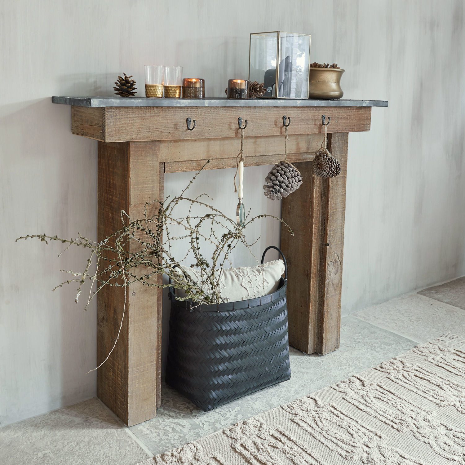 Mirabeau Kaminumbauschrank Kaminkonsole Lesterby braun/grau günstig online kaufen