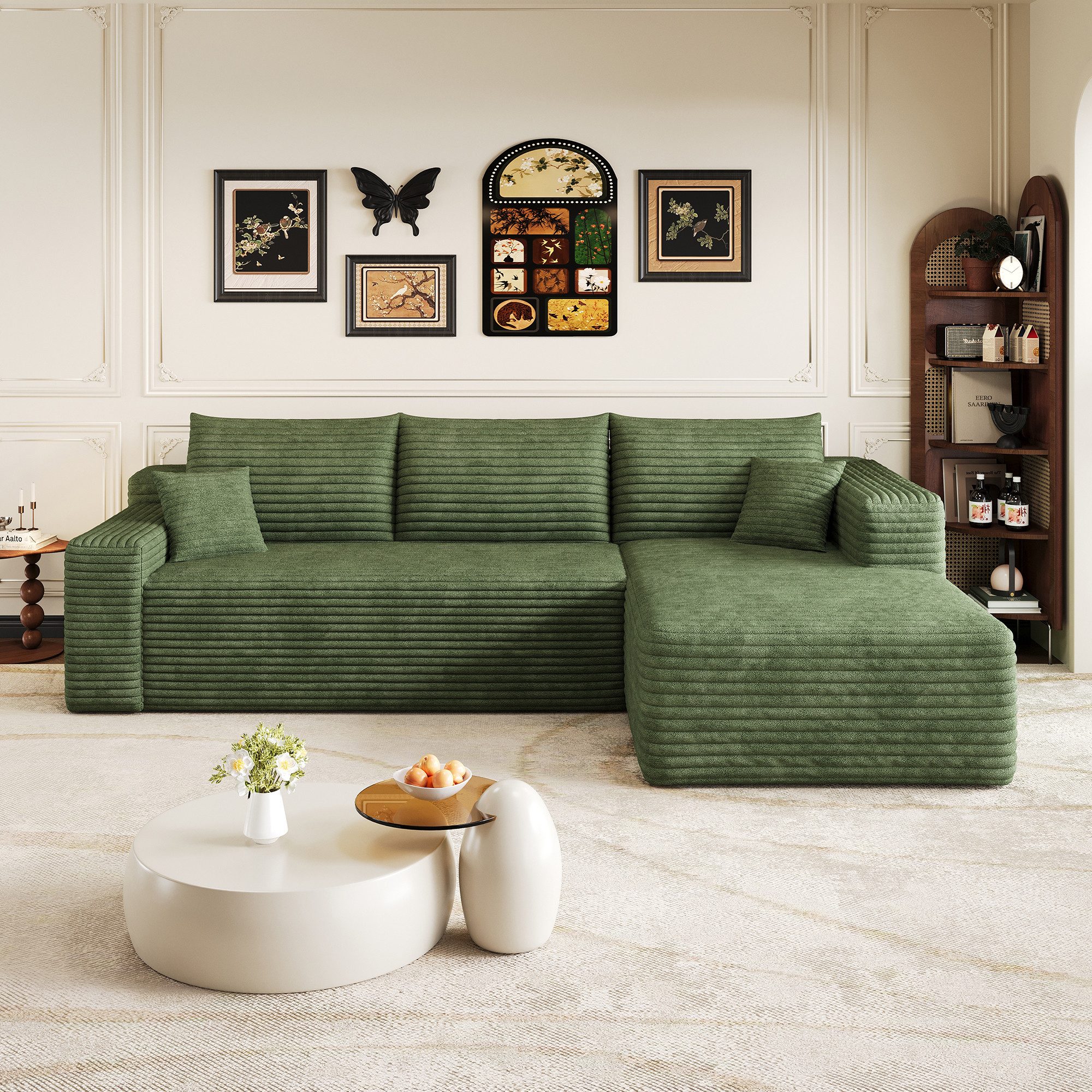 GLP Ecksofa L-Form Cord Cloud Sofa, Ohne Montage Sofort Nutzbar, Modular Sofa, Set, Boneless Design, Weiches Komfort Sofa für modernes Wohnen