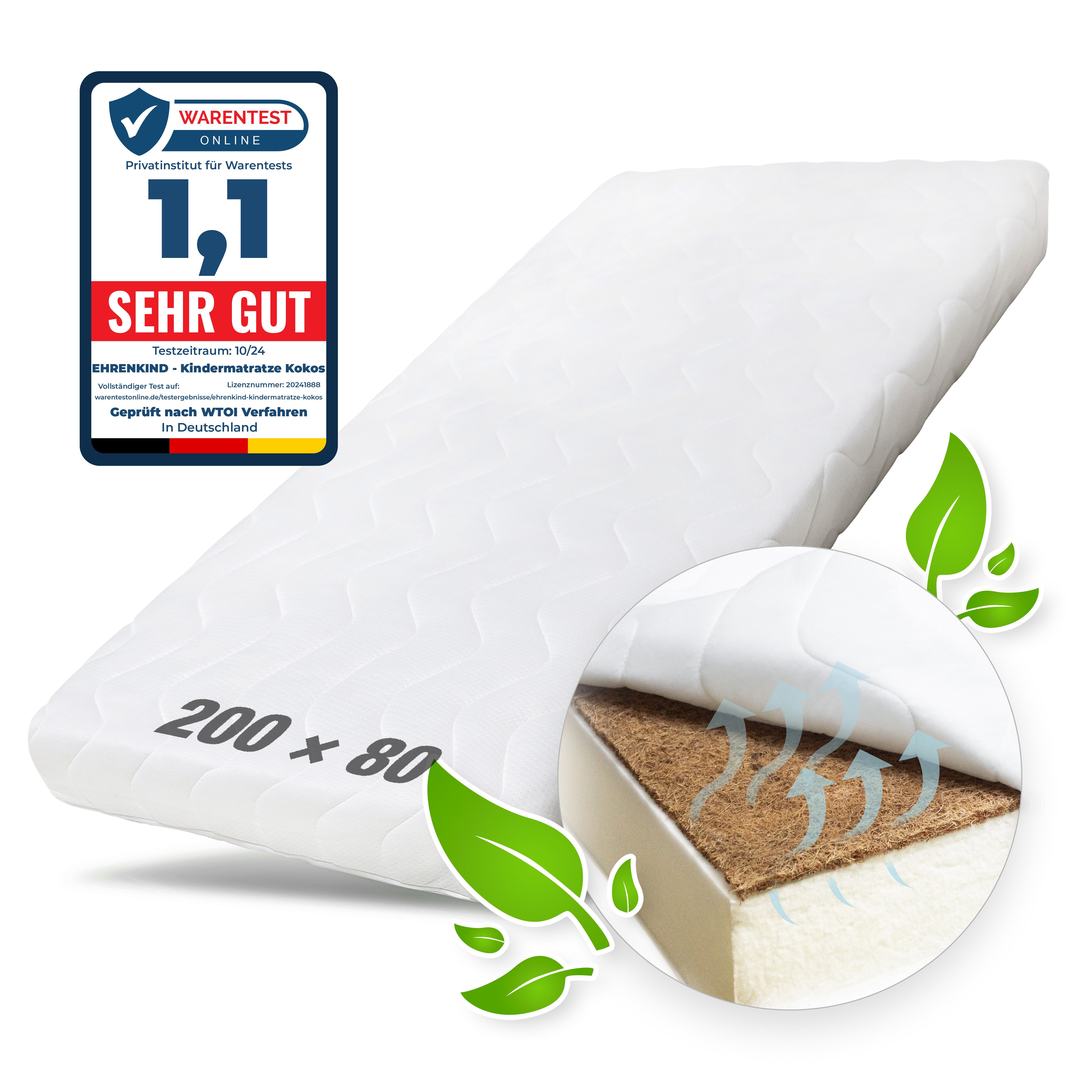 Babymatratze mit hochwertigem Schaum, Kokosplatte und Hygienebezug, Ehrenkind, (OEKO-TEX® Standard 100 zertifiziert), Belastbarkeit: 30kg