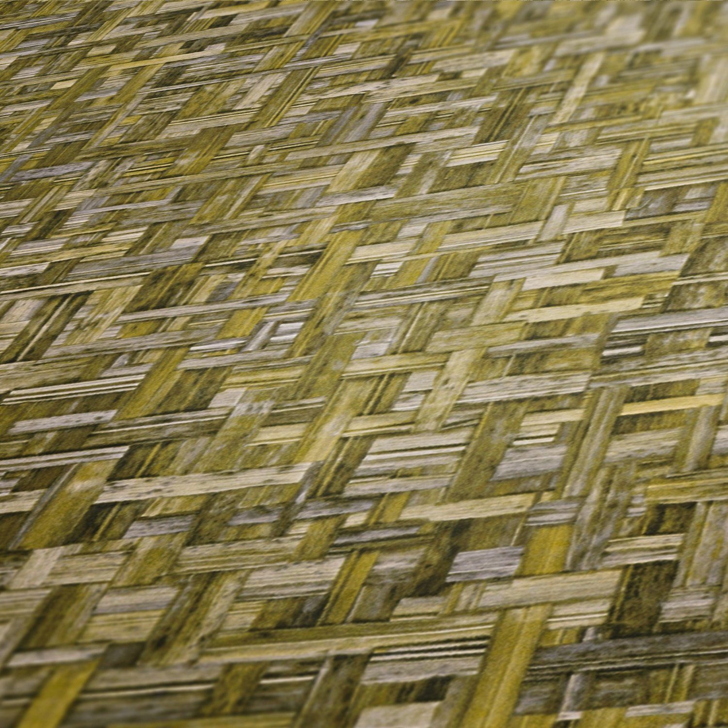 Tapete Jungle Holzoptik Paper Architects glatt, gelb Vliestapete Chic, Flechtoptik,