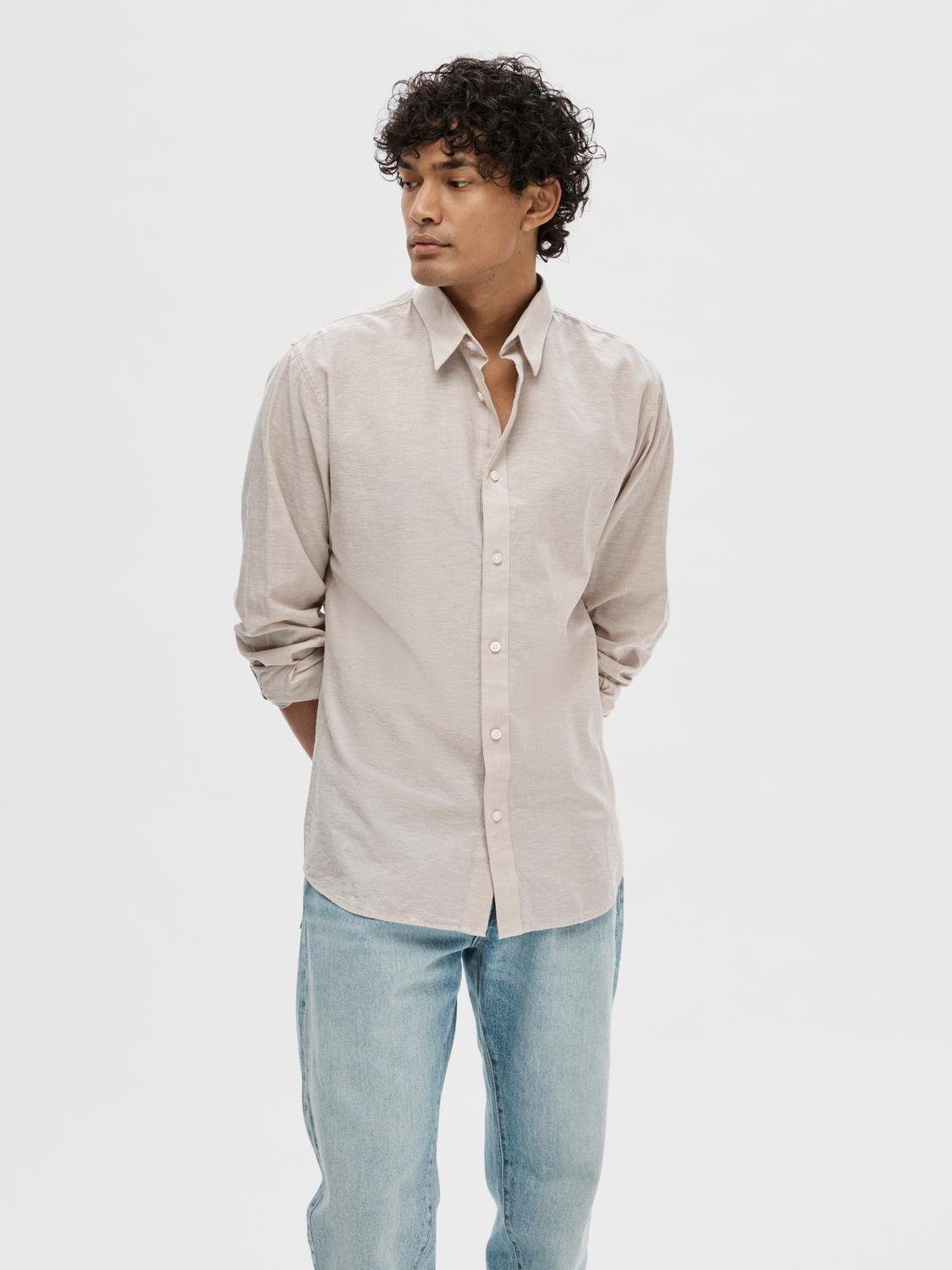 SELECTED HOMME Leinenhemd NEW-LINEN SHIRT unifarben