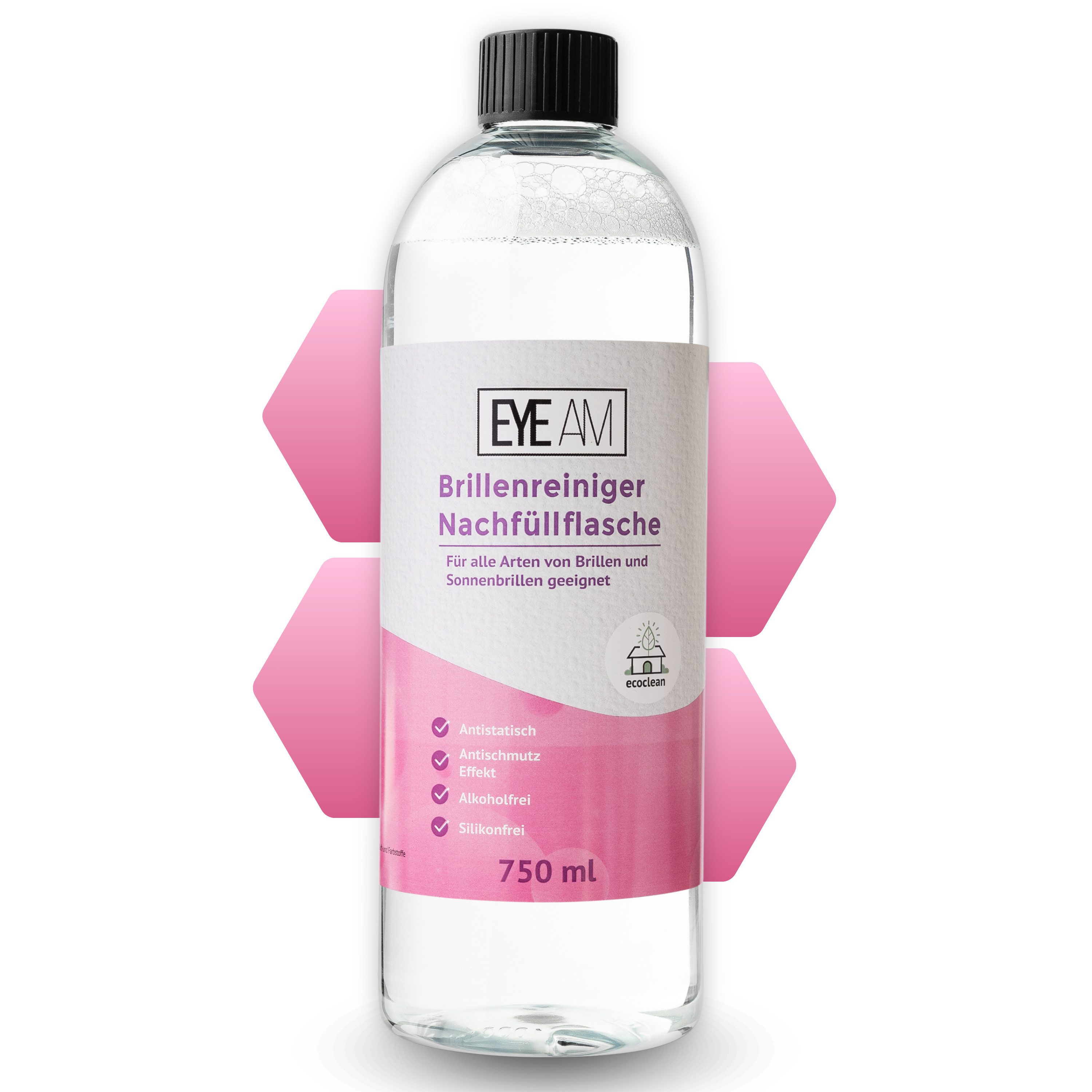 EyeAm Brillenreiniger Nachfüllflasche, Reinigung für Brillen, Glasreiniger