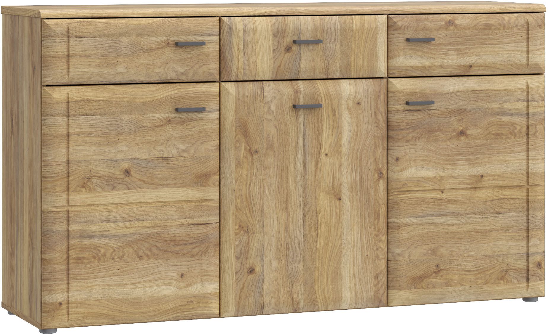 FORTE Sideboard Akinori, Sideboard, Holzoptik, MDF Front, Metallgriffe, Soft Close, Vollauszug
