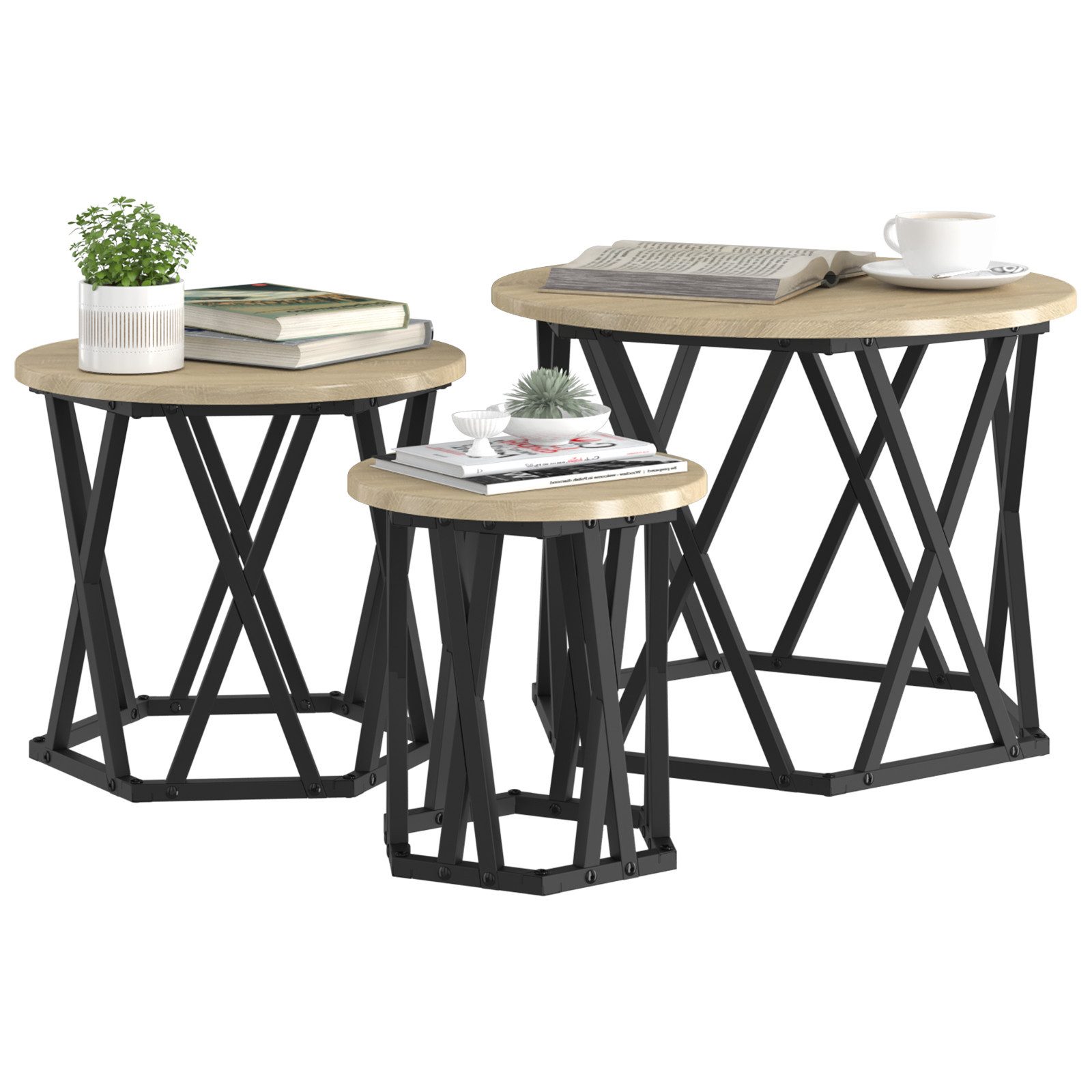 vidaXL Couchtisch Satztische 3 Stk. Sonoma günstig online kaufen