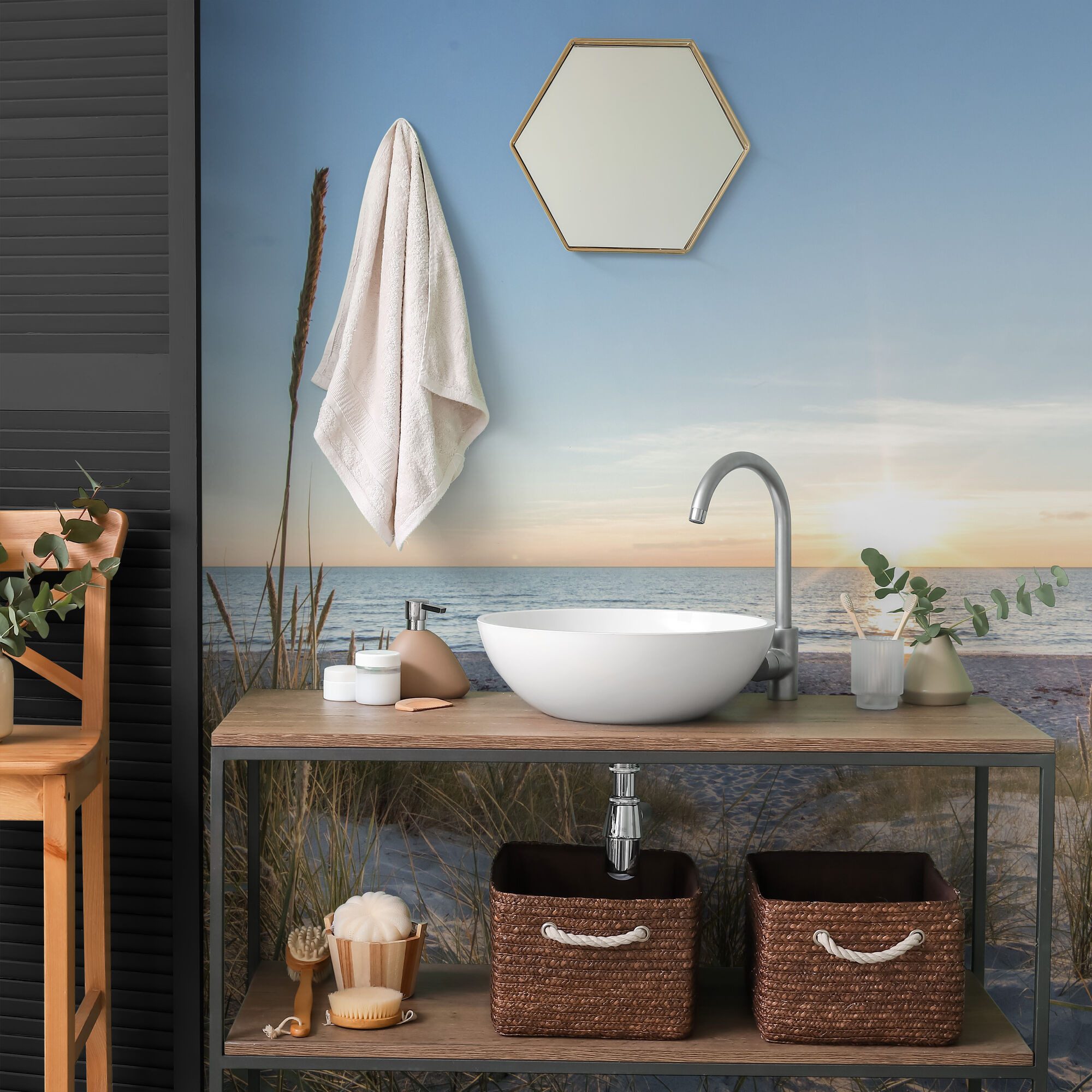 Schulte Duschrückwand 90 x 210 cm Alu-Verbund, (2-tlg), Sonnenuntergang Düne DecoDesign – Bild 4 von 5