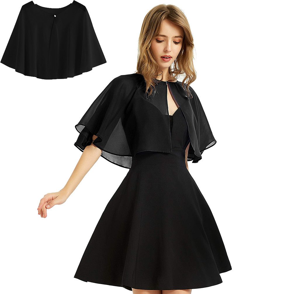 nsihing Bolero Damen-Bolero aus Chiffon,Halbarm, kurzes Abendkleid-Schal Schal, Hochzeit, Cape, Bolero, Chiffon Coverup,Sommer Strickjacke