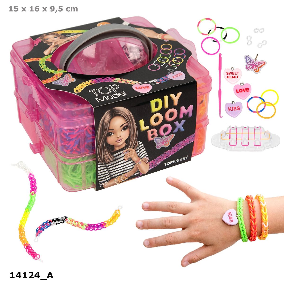 Depesche Spiel TOPModel DIY Loom Bänder Set – 6 Neonfarben & Anhänger