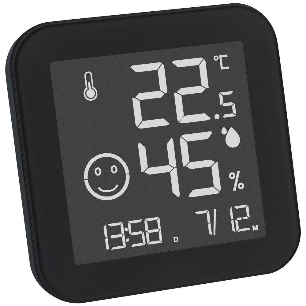 TFA 30.5054 Thermo-Hygrometer Dostmann schwarz & Black White Digitales TFA Raumthermometer Komfortzone