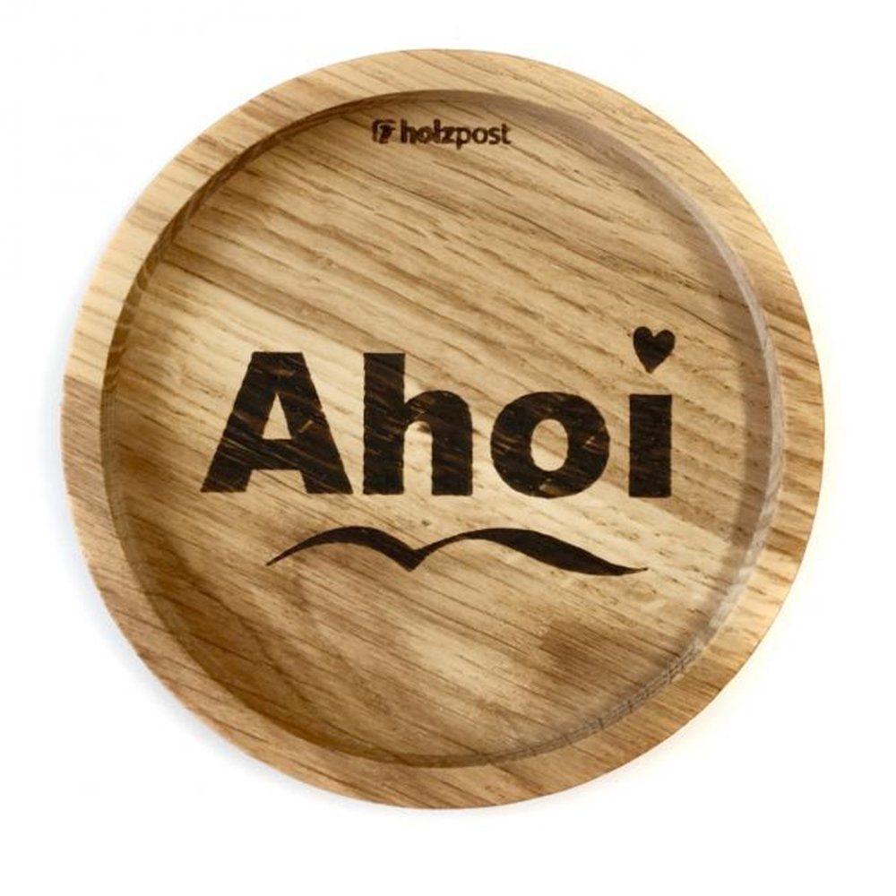 holzpost GmbH Becheruntersetzer Holzuntersetzer Ahoi Herz, Untersetzer aus massiver Eiche