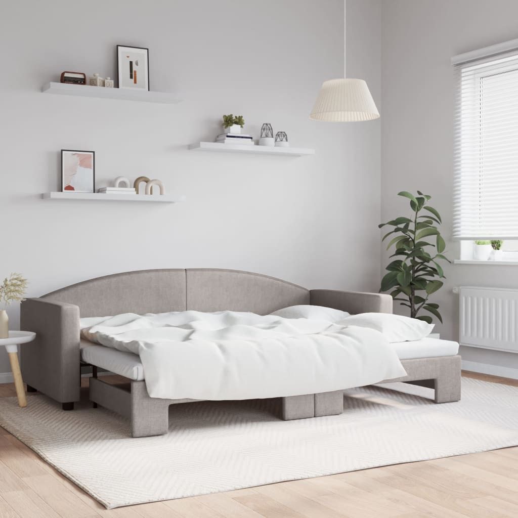 vidaXL Daybed, Tagesbett Ausziehbar Taupe 80x200 cm Stoff
