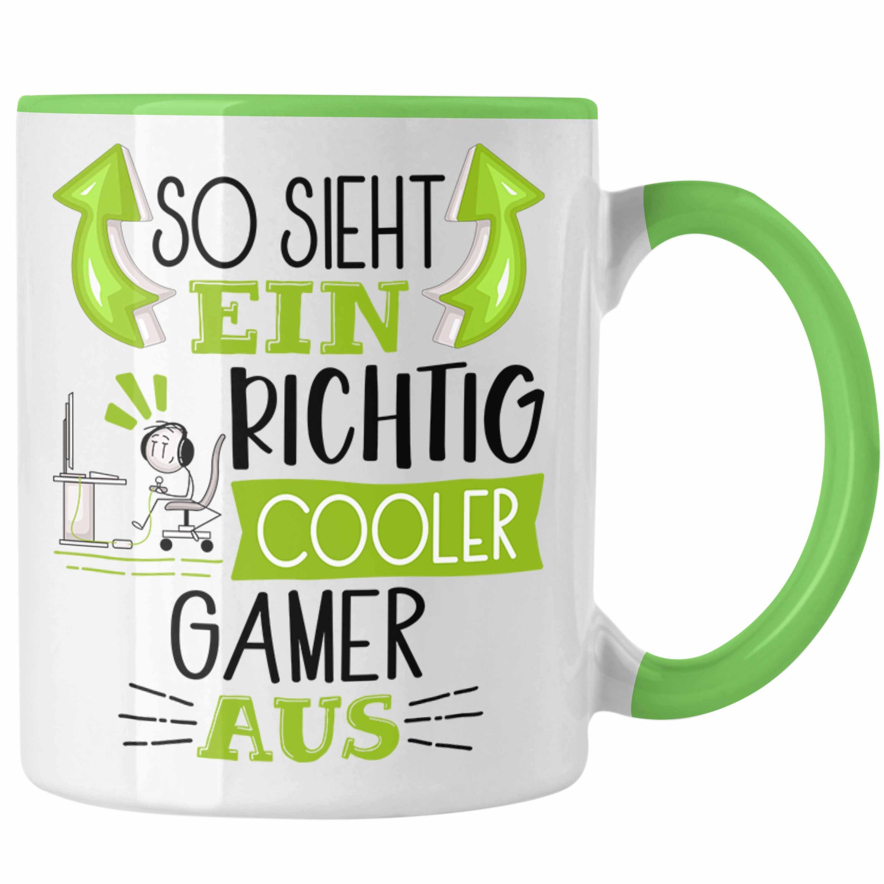 Trendation Tasse So Sieht Ein Richtig Cooler Gamer Aus Geschenk Tasse Lustiger Spruch Grün