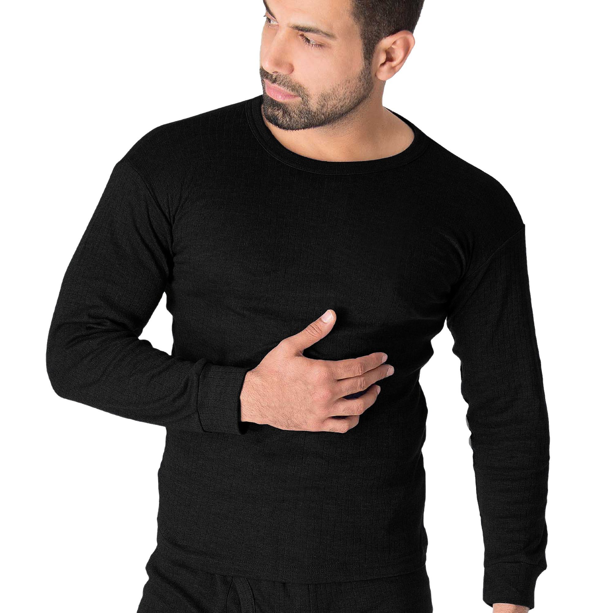 Black Snake Thermounterhemd Thermounterwäsche Langarmshirt mit Innenfleece für Herren im Winter (Einzelstück, 1-St., Schwarz L) Rundhals aus weichem Baumwoll-Polyester-Mix mit wärmender Innenseite