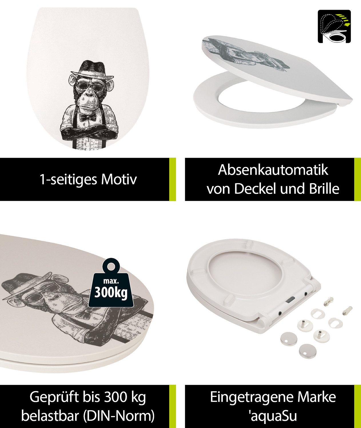 Sitzplatz WC-Sitz Tier Dekor, Motiv Stadtaffe, günstig online kaufen