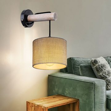 etc-shop Wandleuchte, Leuchtmittel nicht inklusive, Wand Lampe Leuchte Beleuchtung Holz-Design Textil Wohn Ess Schlaf