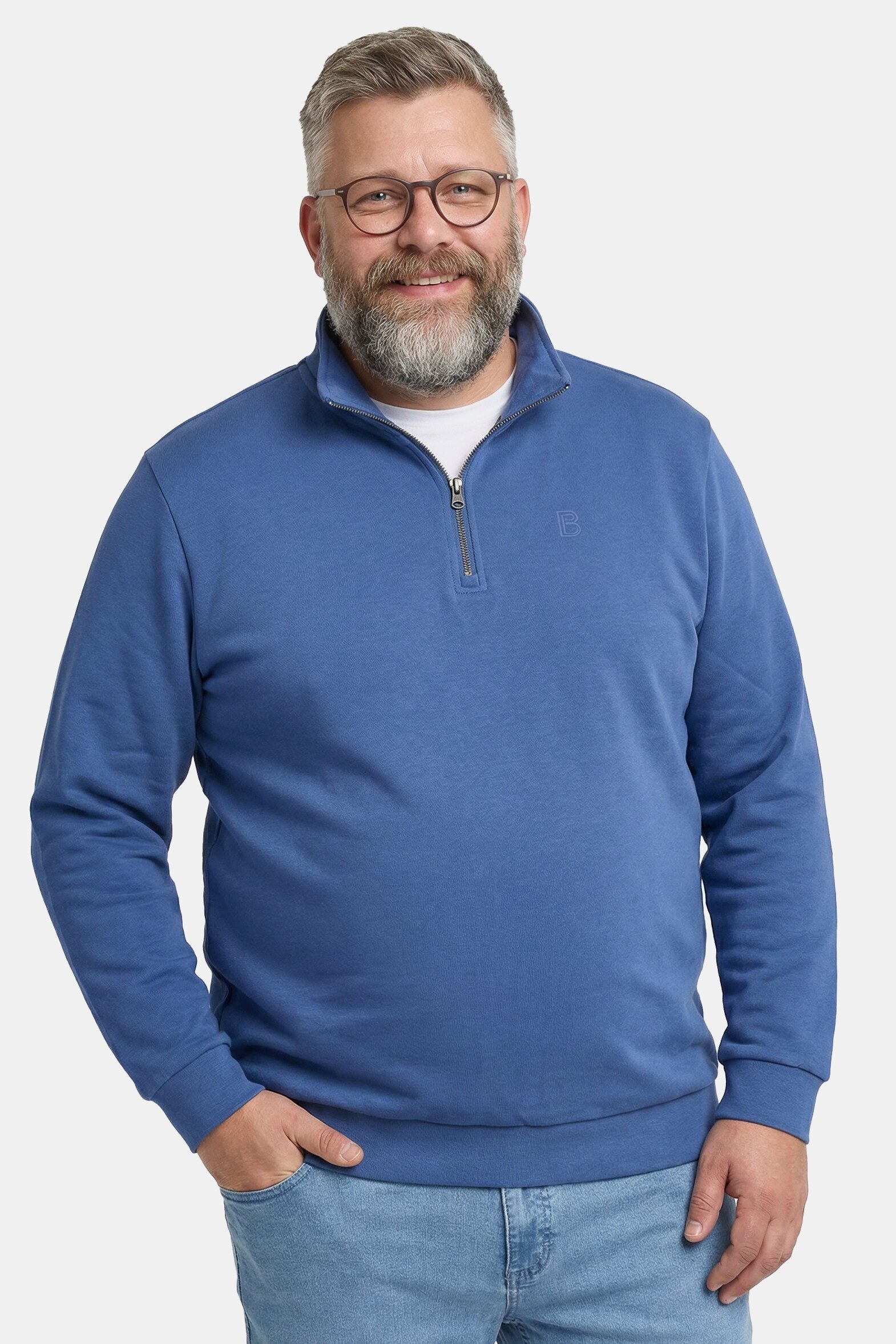 Boston Park Sweatshirt Troyer Sweat Stehkragen mit Zipper günstig online kaufen