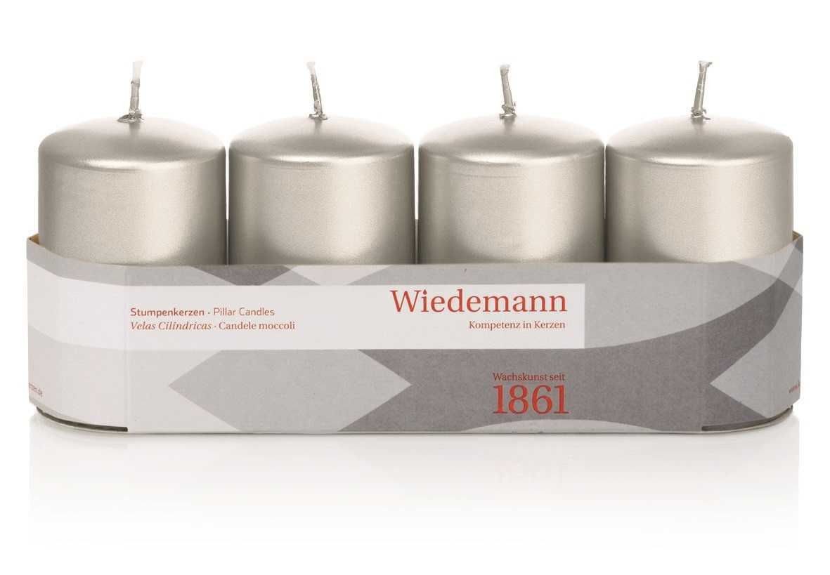 Wiedemann Stumpenkerze Wiedemann 218162.027 Stumpenkerze - 80 x 50 mm, 4 Stück, silber