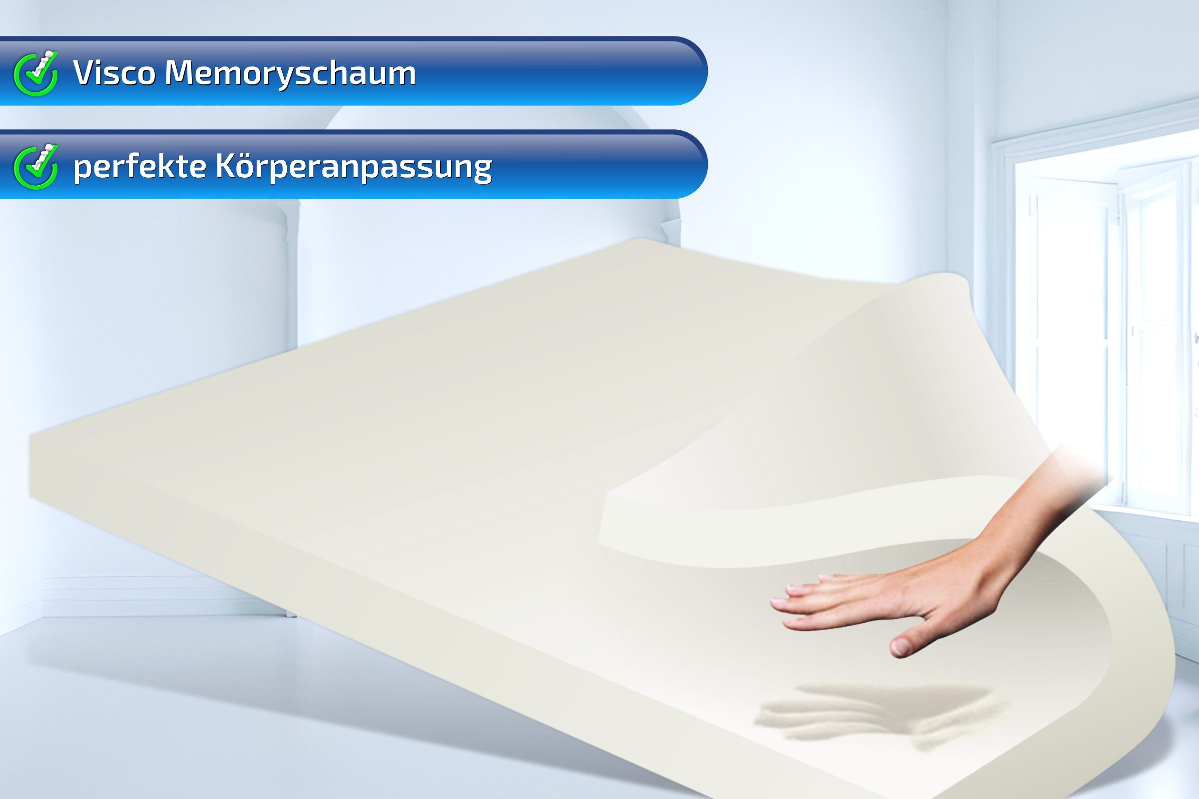 Matratzen Perfekt, Topper Viscotopper TOKIO, 12cm HOCH, mit sehr guter Körpernpassung EXTRA SOFT, 12 cm hoch, Viscoschaum, Topper mit Kern aus viscoelastischem Schaum und umlaufendem Klimaband