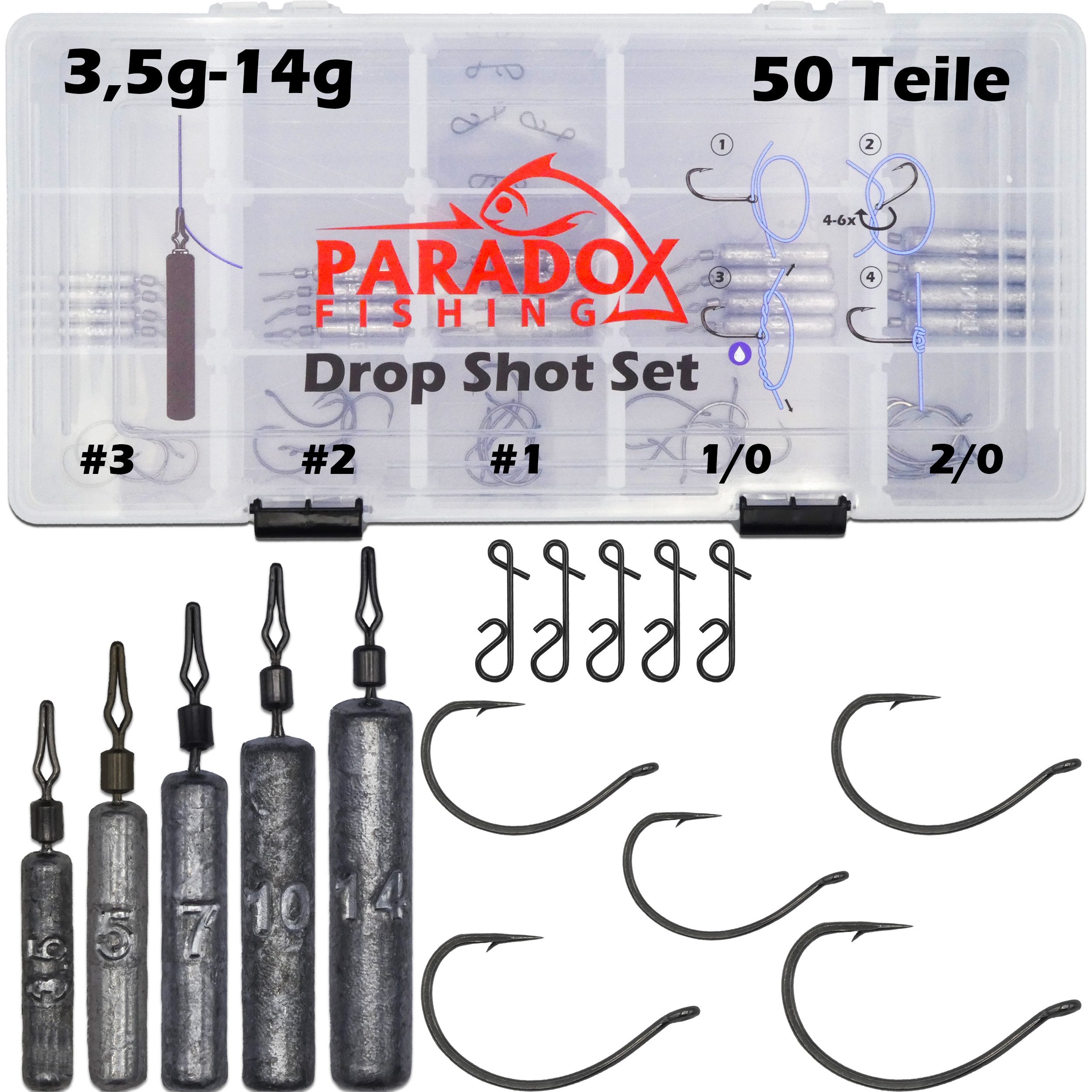 Paradox Fishing Angelgewicht Drop Shot Blei Set 3g-14g 20/25 Stück