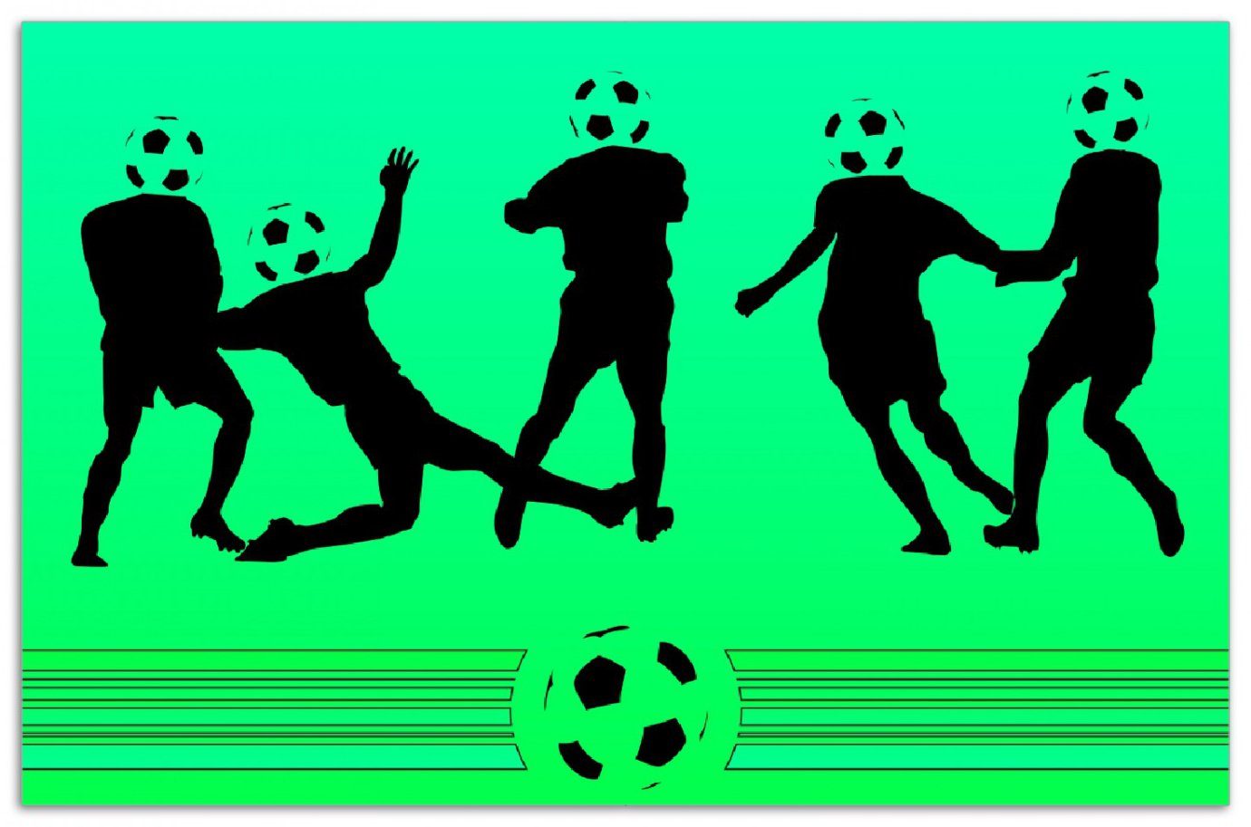Wallario Herd-Abdeckplatte Fußball - Grüne Fußballspieler im Comic Stil, ESG-Sicherheitsglas, (Glasplatte, 1 tlg., inkl. 5mm Noppen), verschiedene Größen
