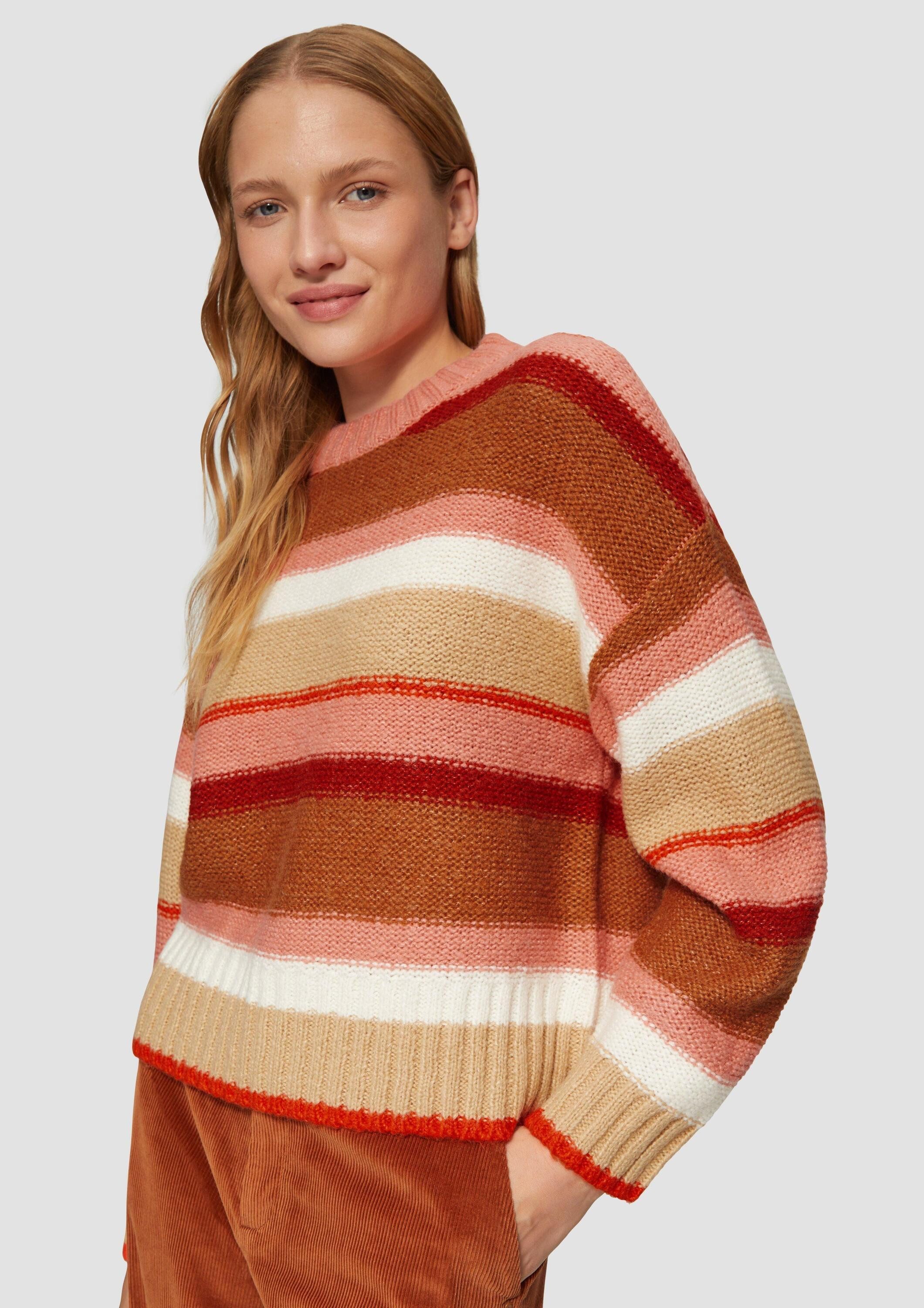 s.Oliver Longpullover Strickpullover Gestreifter Pullover im Relaxed Fit
