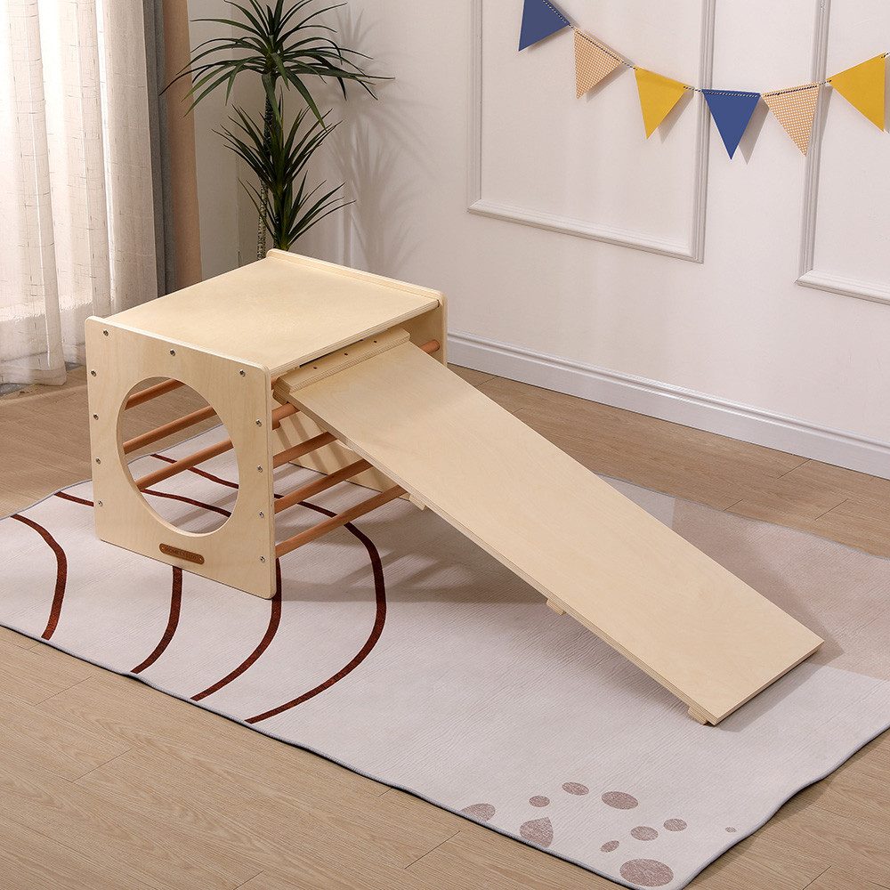 HOME DELUXE Kletterwand Kletterwürfel mit Rutsche FINN, Kletterampe, Kletterdreieck, Montessori