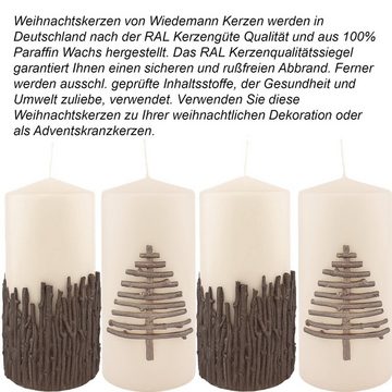 Wiedemann Kerzen Stumpenkerze 4er Set Flachkopfkerze, 2x "NaturalTree" & 2x "Natual Wood"