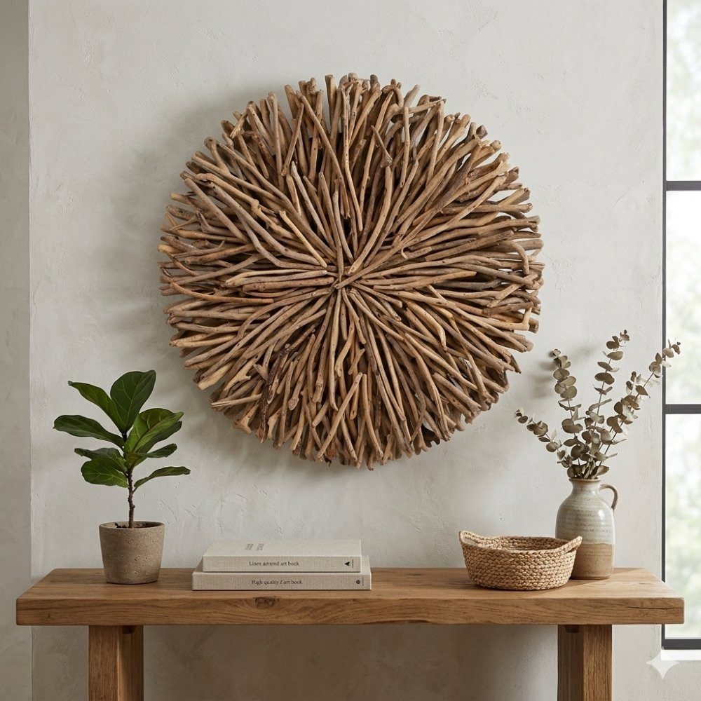 LebensWohnArt Dekoobjekt Wand-Deko-Objekt BULAT Natural Ø ca. 50cm Treibholz