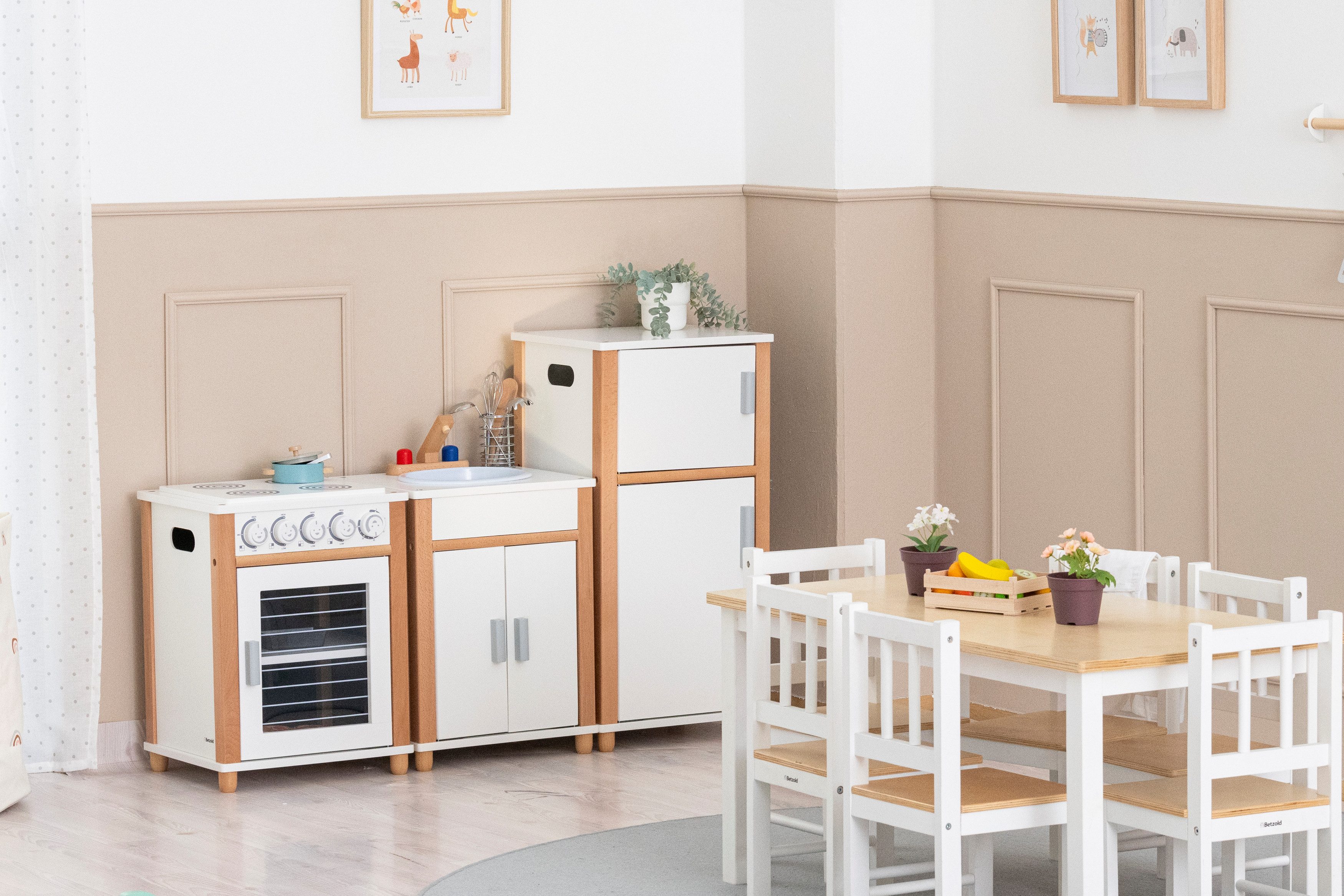Betzold Kinder-Küchenset Kinderküche 1,20 m – große Spielküche mit Herd & Backofen