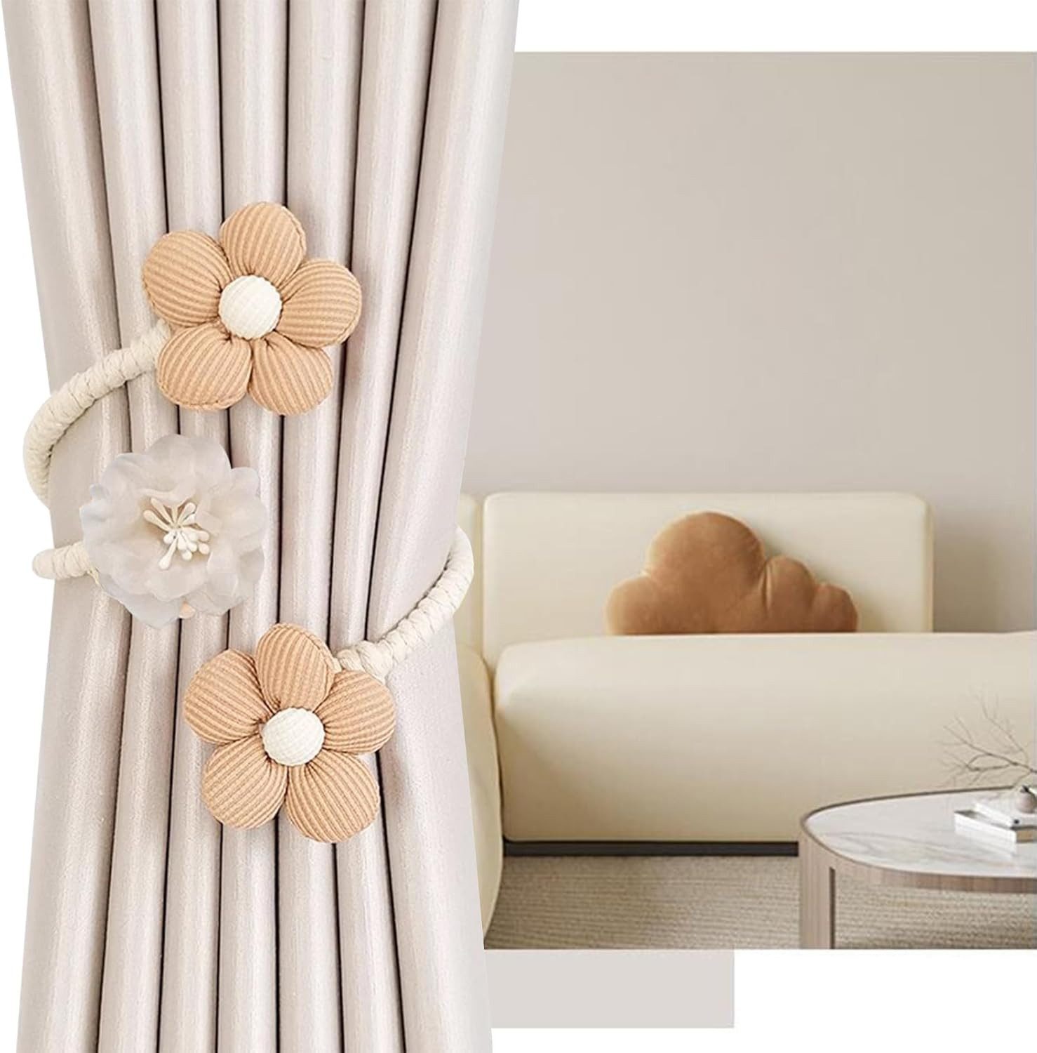 BYSURE Raffhalter, (2-tlg), 2 Stück niedliche Blumenvorhang-Raffhalter günstig online kaufen