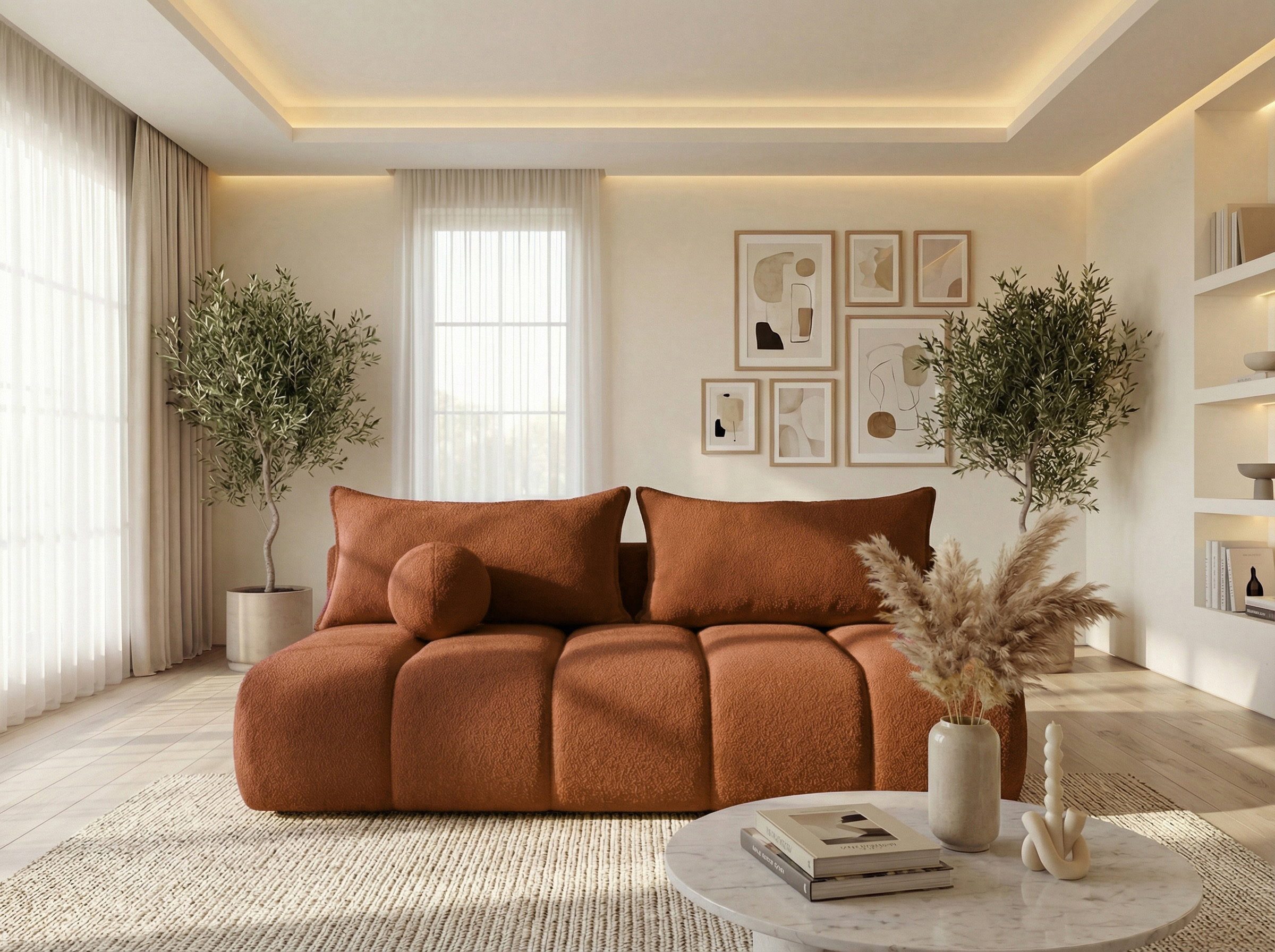 WFL GROUP Schlafsofa Milla mit Bettkasten –, Terra Bouclé