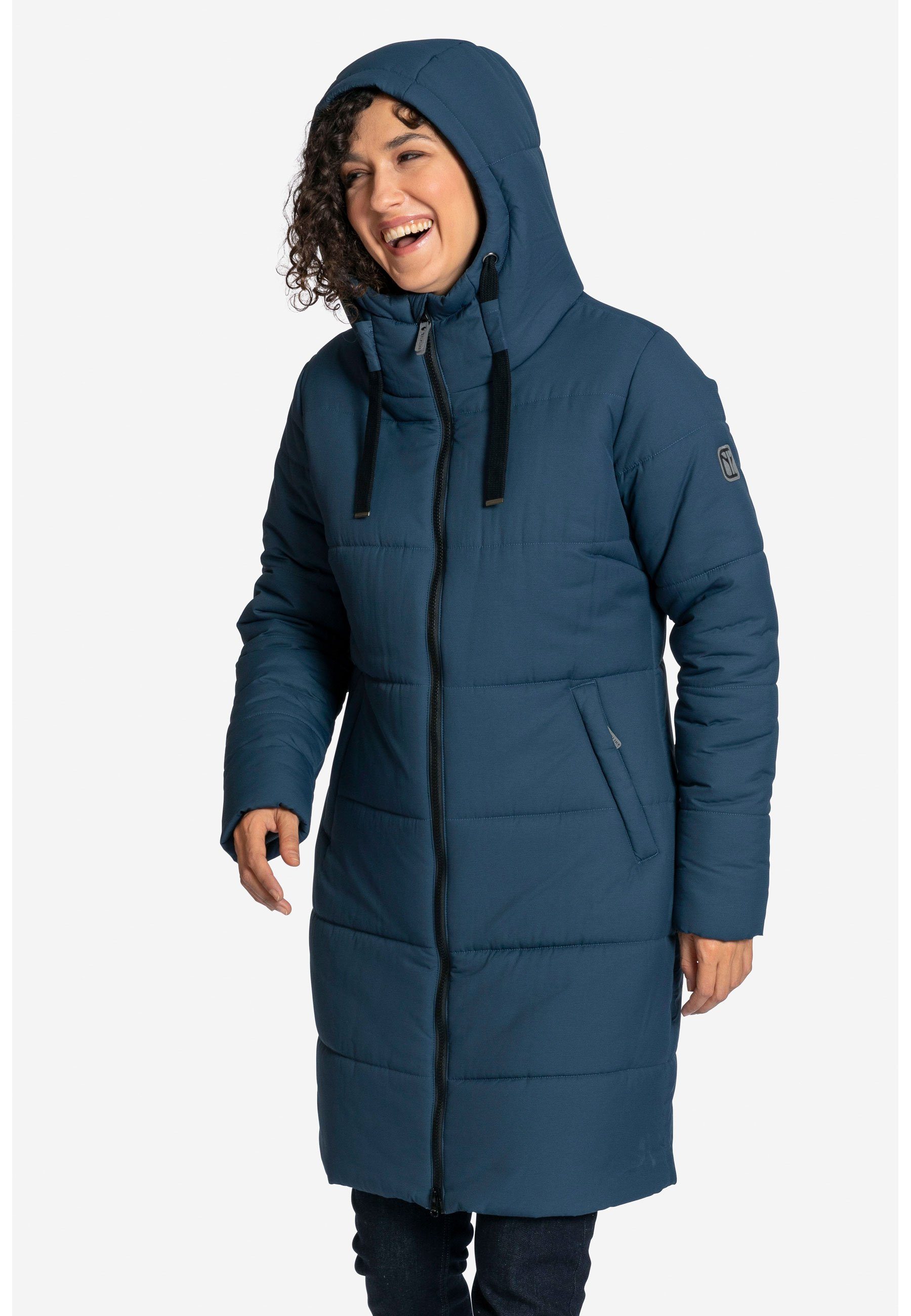 Elkline 2-Wege-Reißverschluss Mantel, darkblue Comfort langer leichter Winterjacke