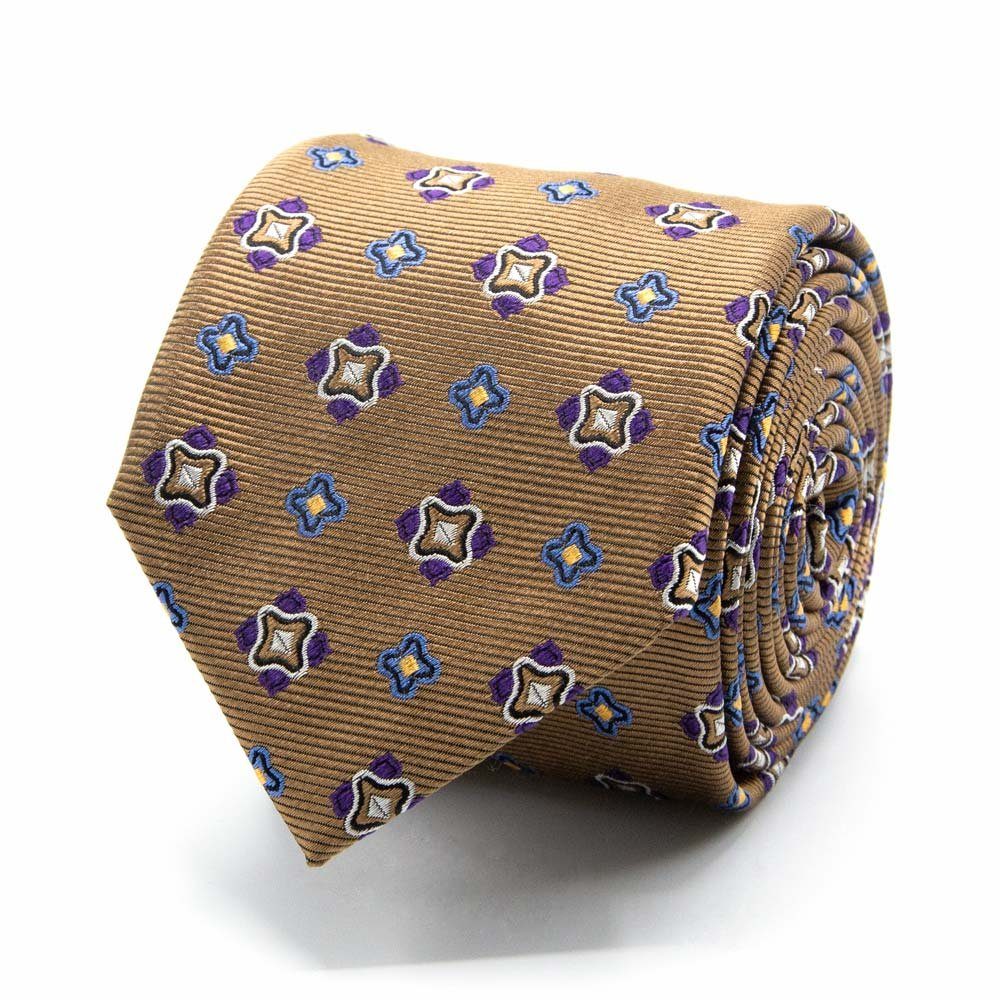 Seiden-Jacquard Hellbraun (8cm) Muster mit Krawatte Krawatte Breit BGENTS geometrischem