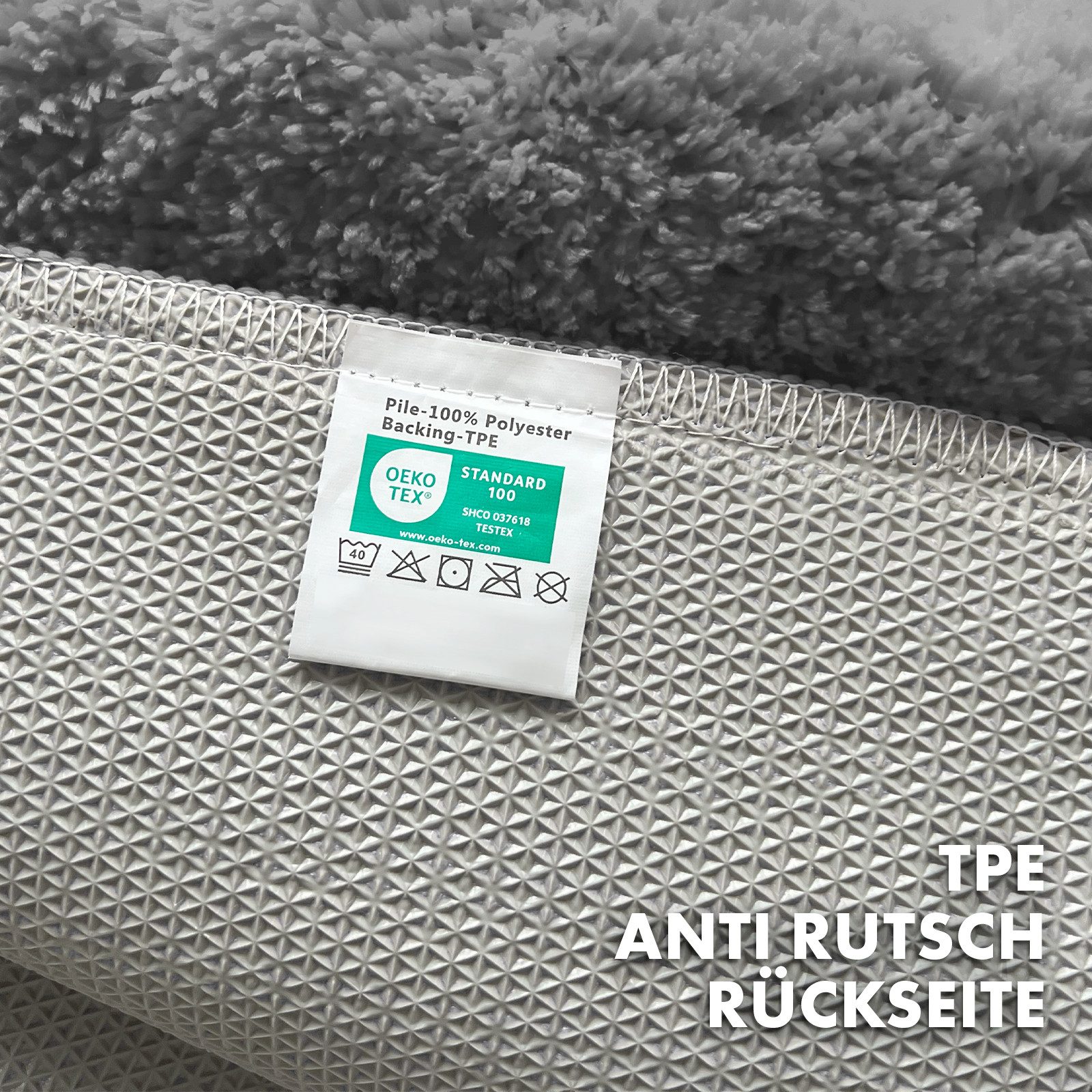 Floordirekt Badematte Maris – Flauschiger Badteppich, Blattstruktur, rutschfest & waschbar, rutschhemmend beschichtet, schnell trocknend, fußbodenheizungsgeeign – Bild 5 von 5