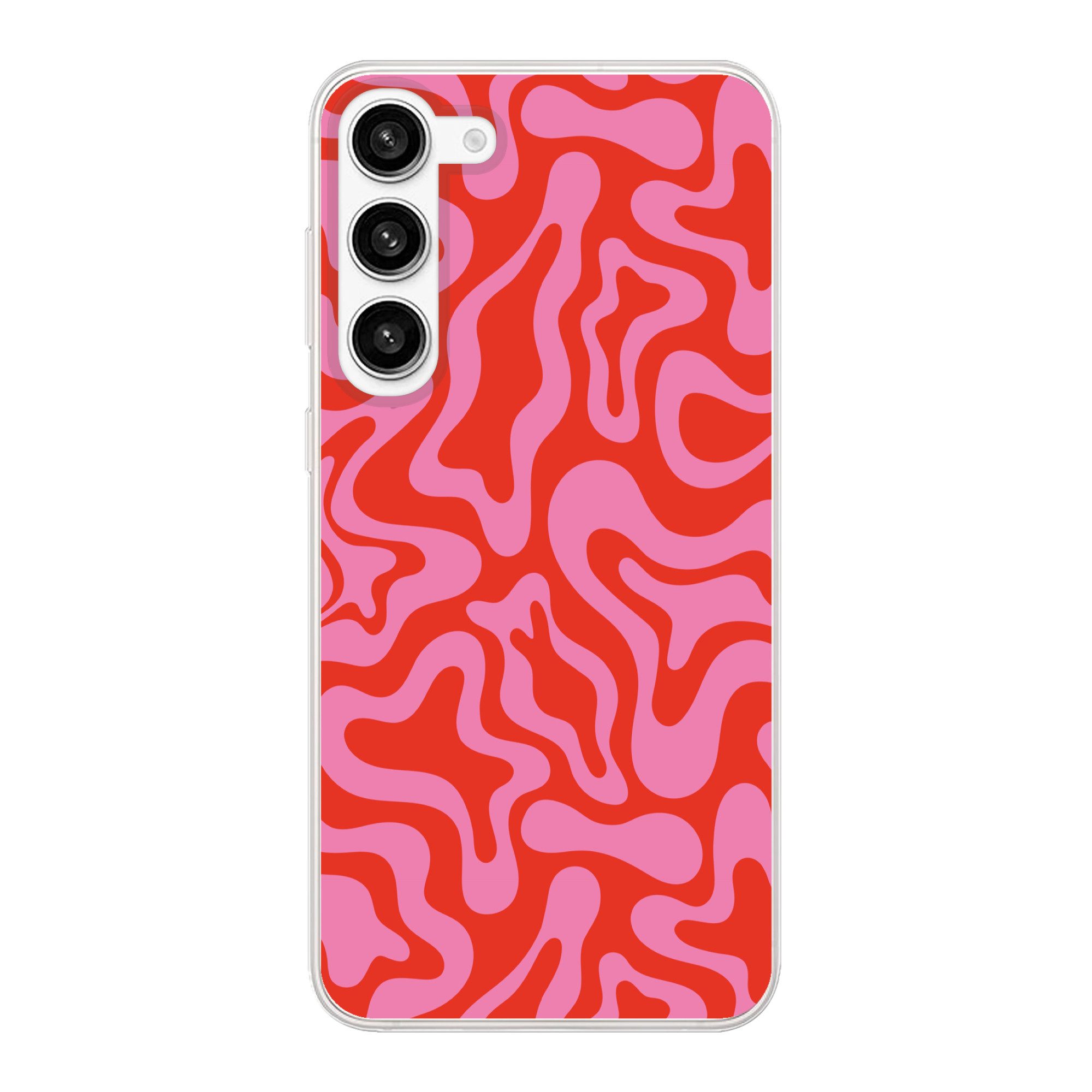 MuchoWow Handyhülle für Samsung Galaxy S23 Plus Abstrakt - Muster - Rot - Rosa - Minimalis, Phone Case, Silikon, Schutzhülle Dünn