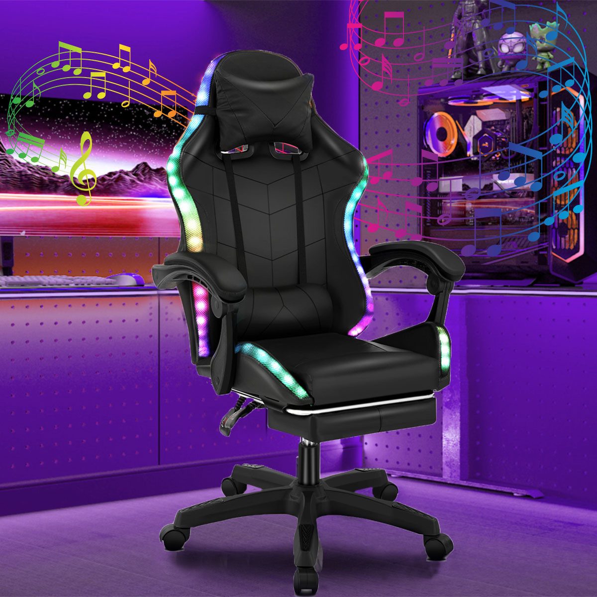 oyajia Gaming Chair Gaming-Stuhl mit LED, mit HIFI Stereo Lautsprecher, Gam günstig online kaufen