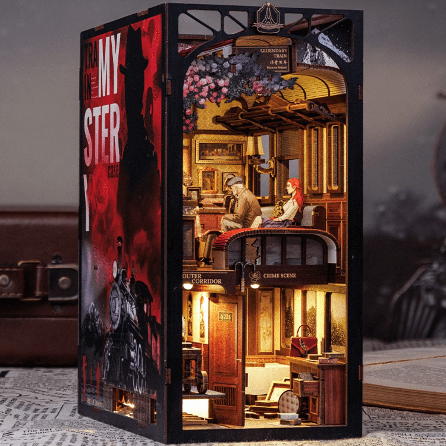 Cutebee 3D-Puzzle Cutebee Train Mystery Book Nook, 338 Puzzleteile