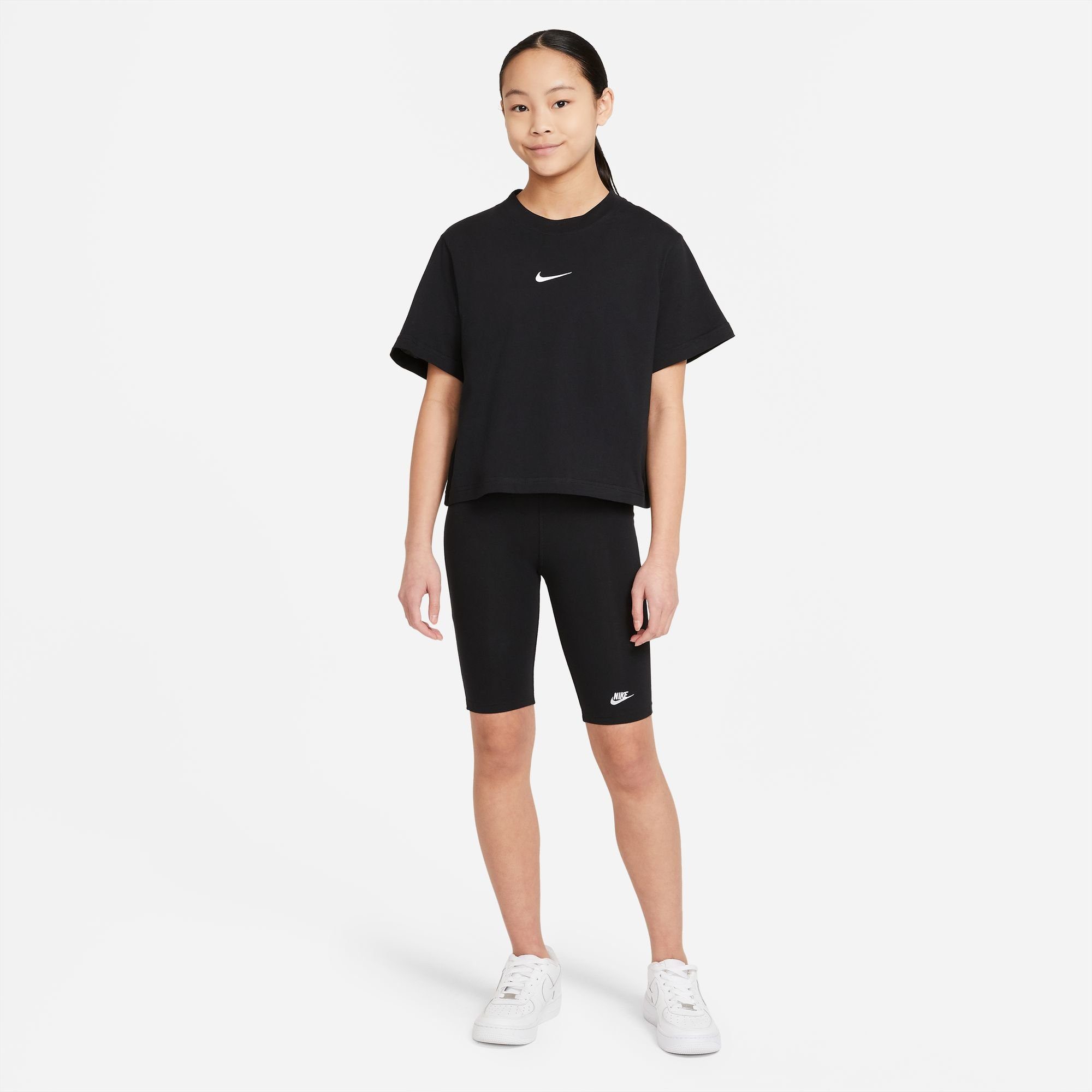 (GIRLS) KIDS' BIG T-Shirt Nike T-SHIRT BLACK/WHITE Sportswear