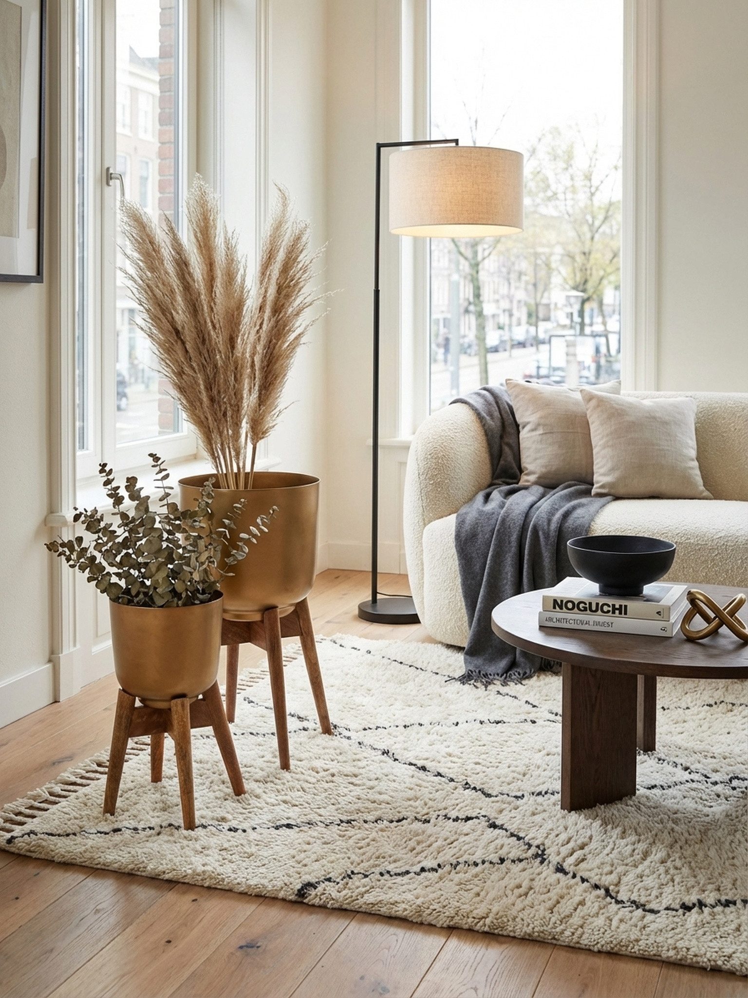 KADIMA DESIGN Blumenständer Blumentopf 2er Set Metall / Massivholz Pflanzkübel Gold mit Füßen (Blumenkübel Pflanzgefäß), Design Pflanzenkübel Rund