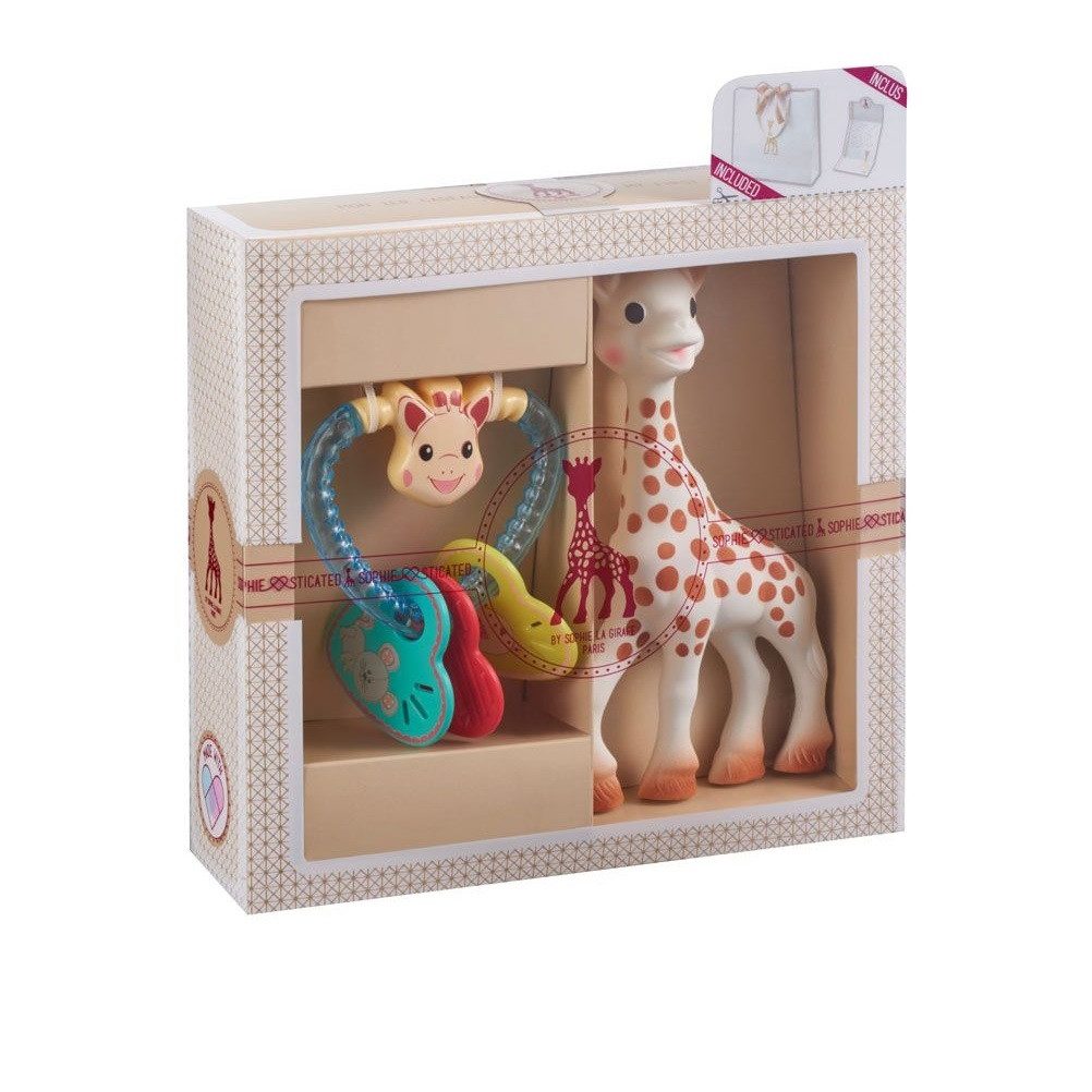 Neugeborenen-Geschenkset Sophie la girafe 2tlg mit Beißtier & Herzrassel