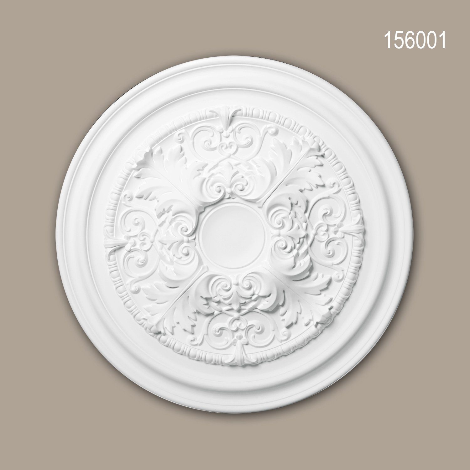 Profhome Decken-Rosette 156001 (Rosette, 1 vorgrundiert, Durchmesser Deckenelement, cm), Stil: 69,5 St., weiß, Medallion, Zierelement, Stuckrosette, Deckenrosette, Neo-Klassizismus