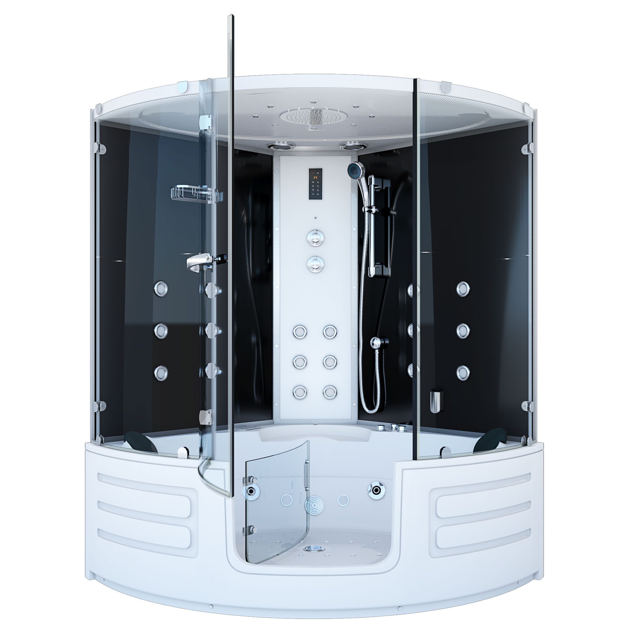 AcquaVapore Grossraumdusche Dampfdusche Whirlpool Duschkabine K70-SW-EH-ALL, Sicherheitsglas ESG, Integrierte Massagedüsen, Moderner Touchscreen, Digitale Steuerung, In